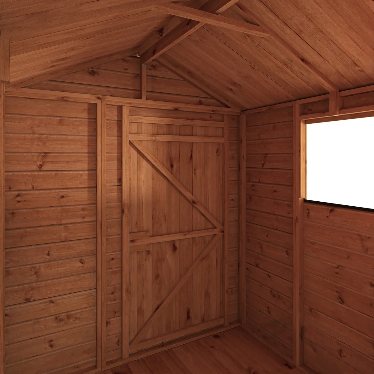 Mercia Woodsman 6' 3" x 6' 2" Apex Shed - Premium Dip Treated Shiplap - Glass Windows - Image 4