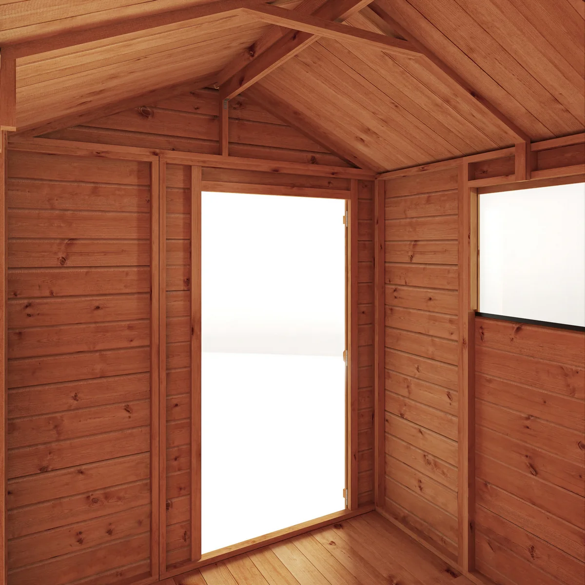 Mercia Woodsman 6' 3" x 6' 2" Apex Shed - Premium Dip Treated Shiplap - Glass Windows - Image 5