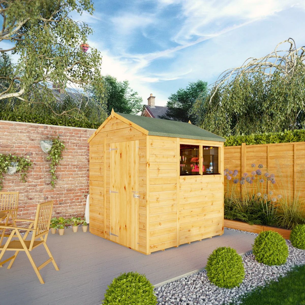 Mercia Woodsman 6' 3" x 6' 2" Apex Shed - Premium Dip Treated Shiplap - Styrene Windows - Image 2