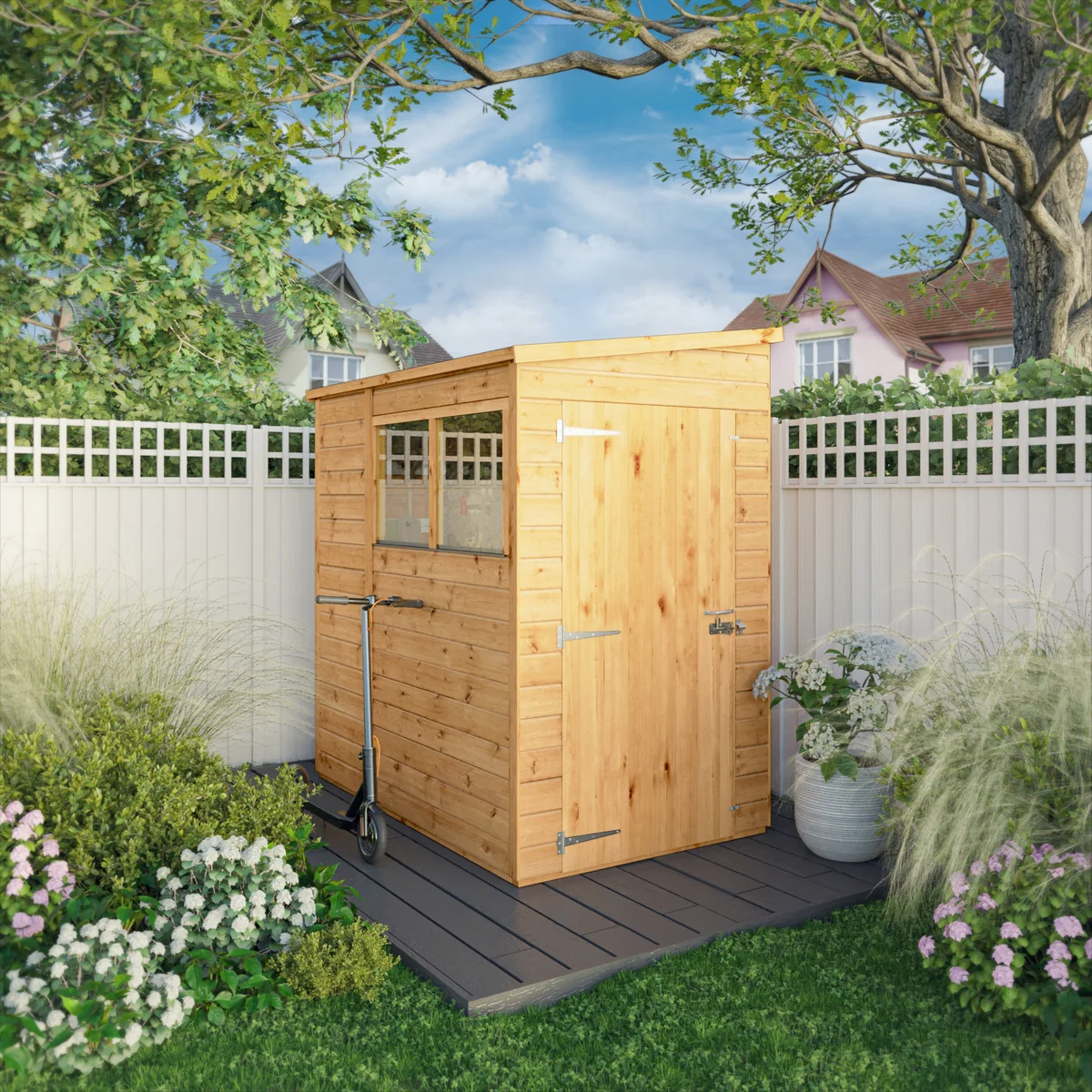 Mercia Woodsman 6' 5" x 4' 2" Pent Shed - Premium Dip Treated Shiplap - Glass Windows - Image 2