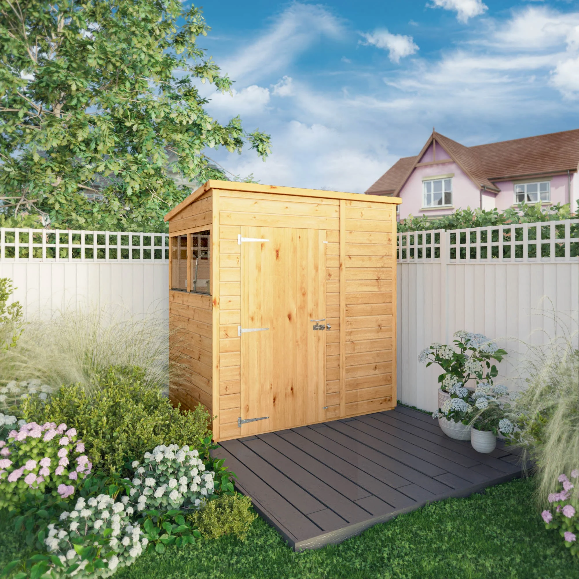Mercia Woodsman 6' 5" x 4' 2" Pent Shed - Premium Dip Treated Shiplap - Styrene Windows - Image 2