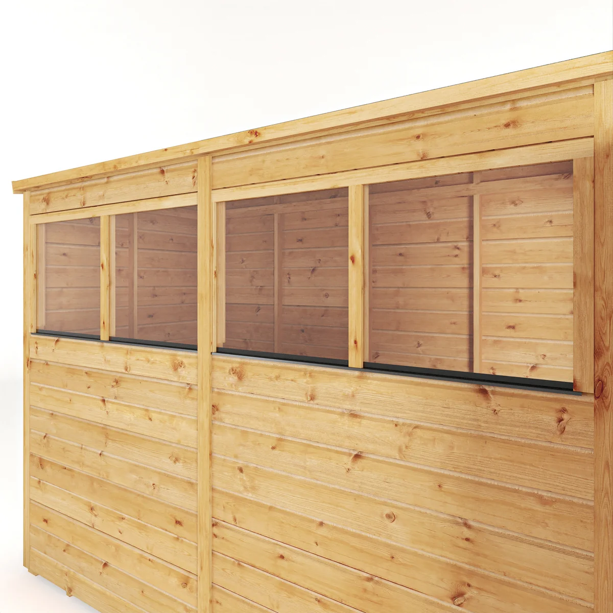 Mercia Woodsman 8' 1" x 3' 11" Pent Shed - Premium Dip Treated Shiplap - Glass Windows - Image 3