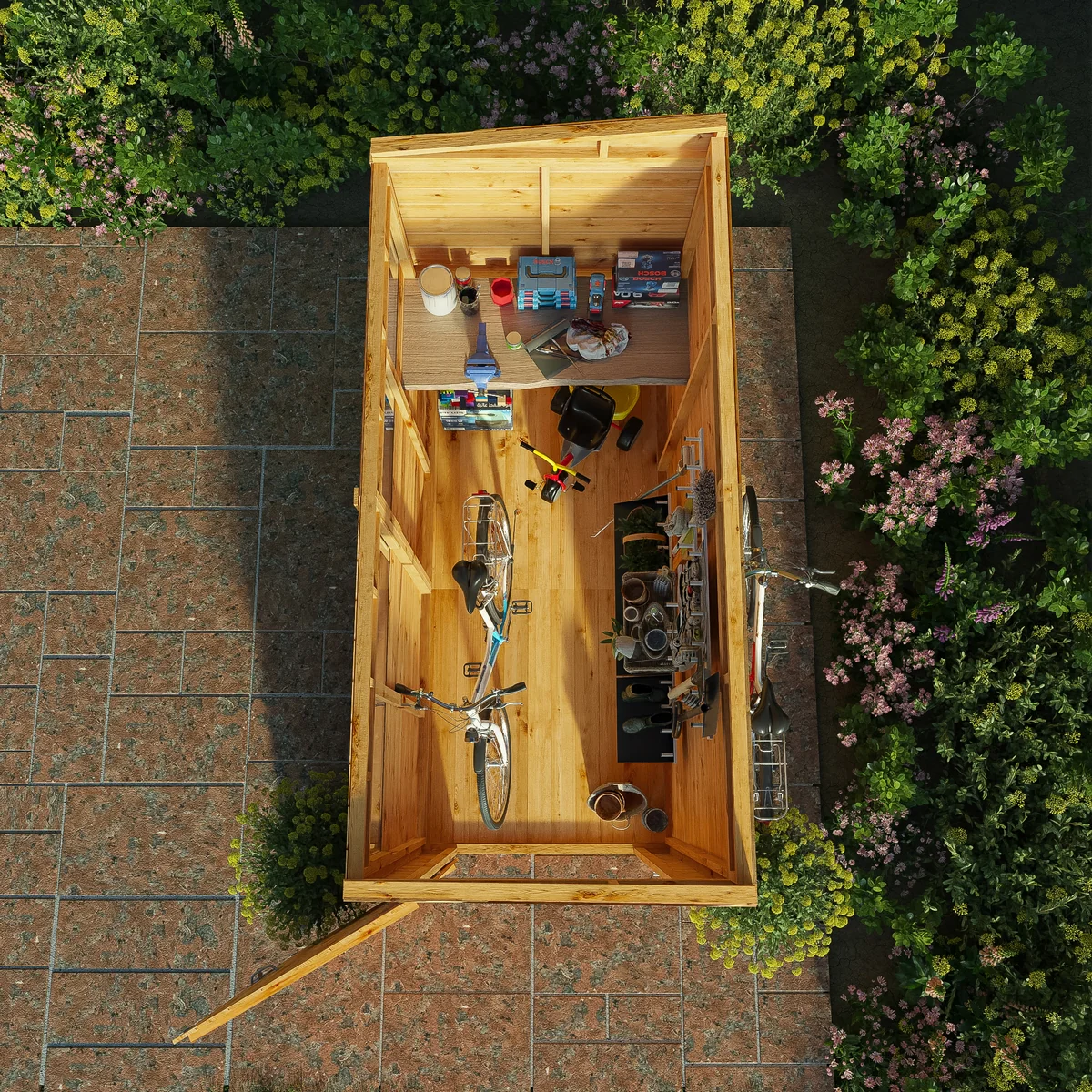 Mercia Woodsman 8' 1" x 3' 11" Pent Shed - Premium Dip Treated Shiplap - Glass Windows - Image 4