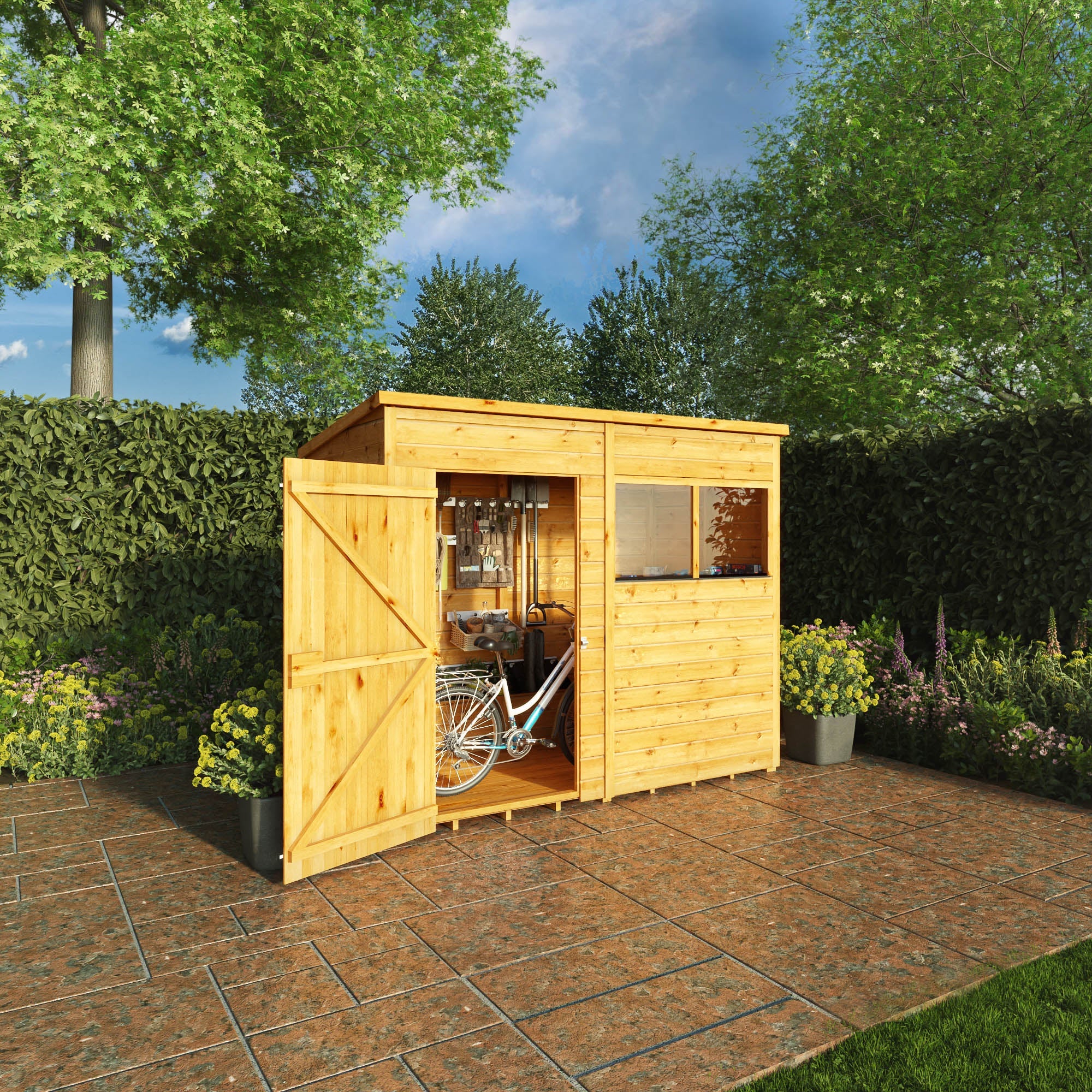 Mercia Woodsman 8' 1" x 3' 11" Pent Shed - Premium Dip Treated Shiplap - Styrene Windows - Image 2