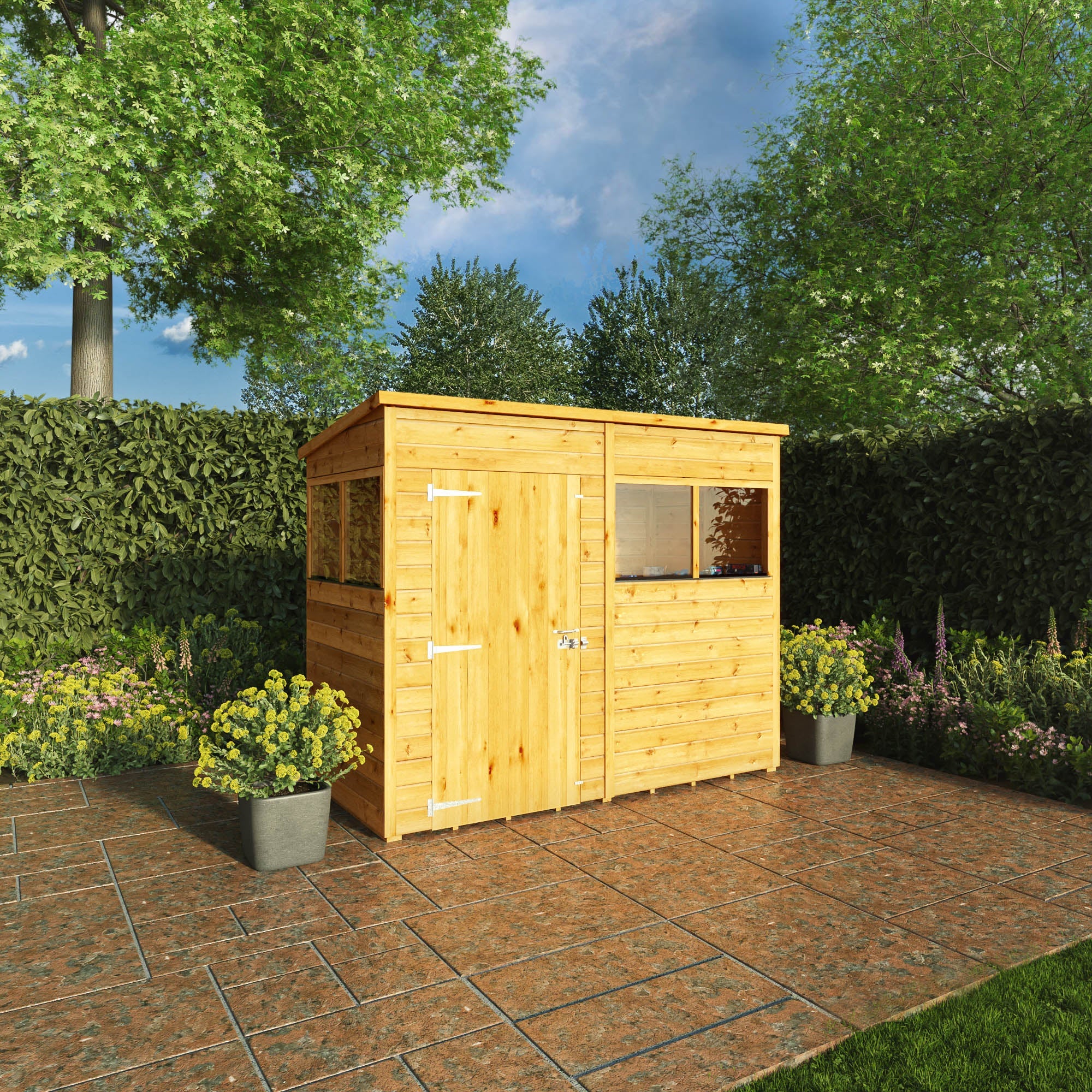 Mercia Woodsman 8' 1" x 3' 11" Pent Shed - Premium Dip Treated Shiplap - Styrene Windows - Image 3