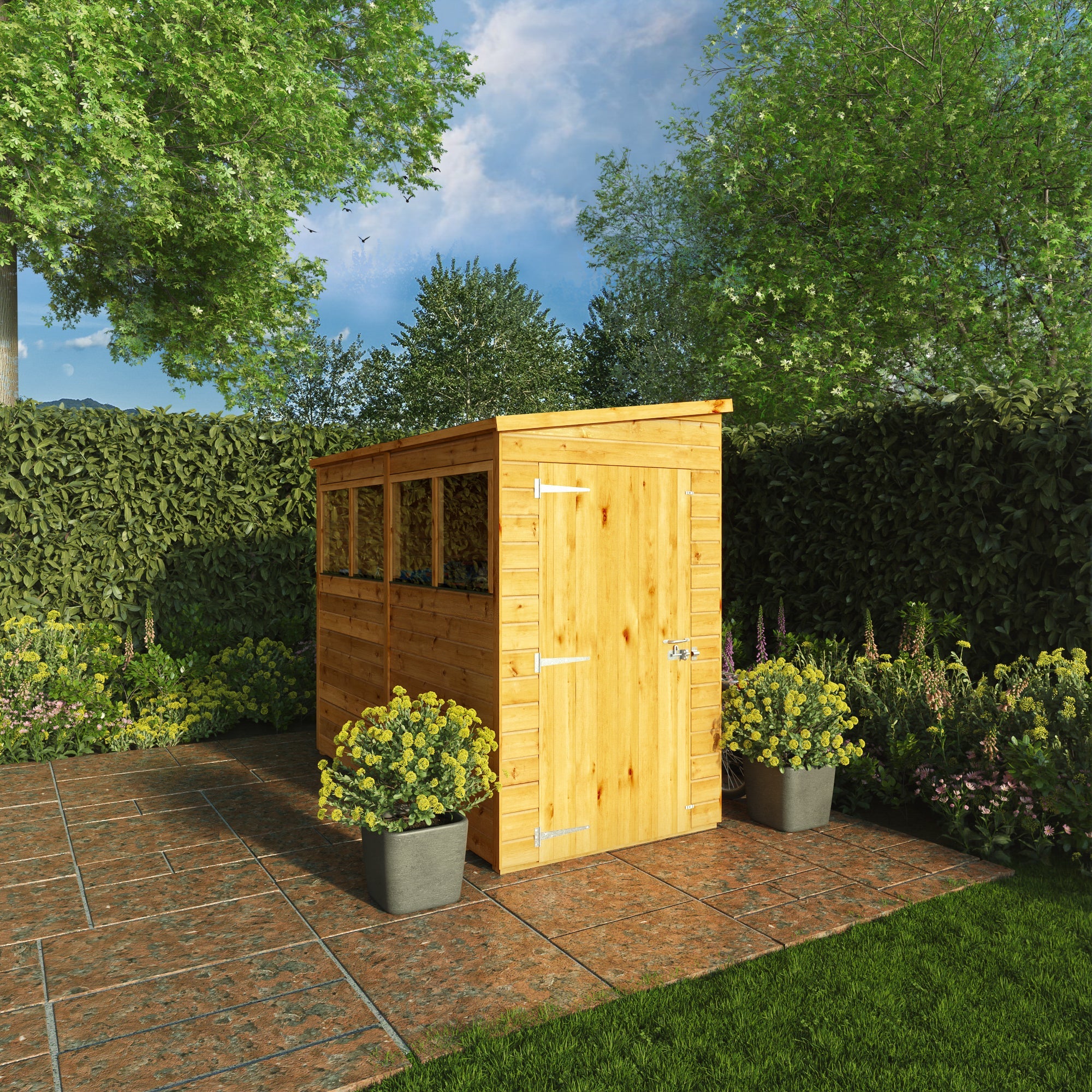 Mercia Woodsman 8' 1" x 3' 11" Pent Shed - Premium Dip Treated Shiplap - Styrene Windows - Image 4