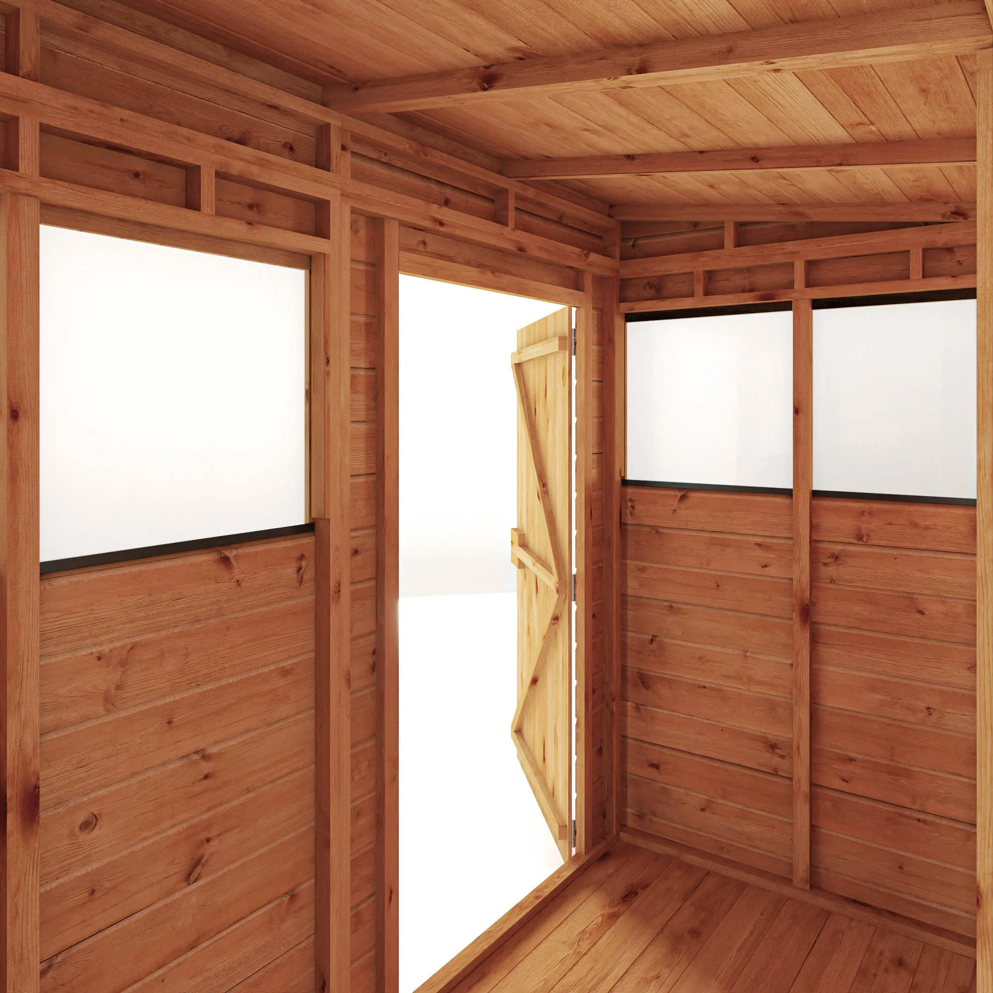 Mercia Woodsman 8' 1" x 3' 11" Pent Shed - Premium Dip Treated Shiplap - Styrene Windows - Image 9