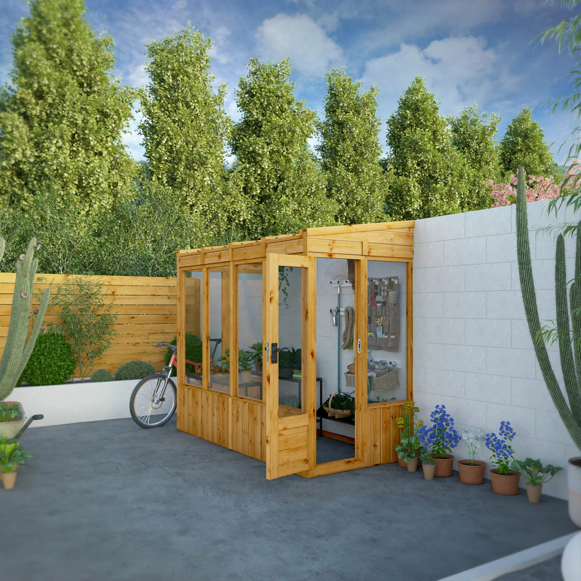 Mercia Woodsman 8' 2" x 3' 11" Pent Lean-to Greenhouse - Premium Dip Treated Shiplap- Glass Windows - Image 2