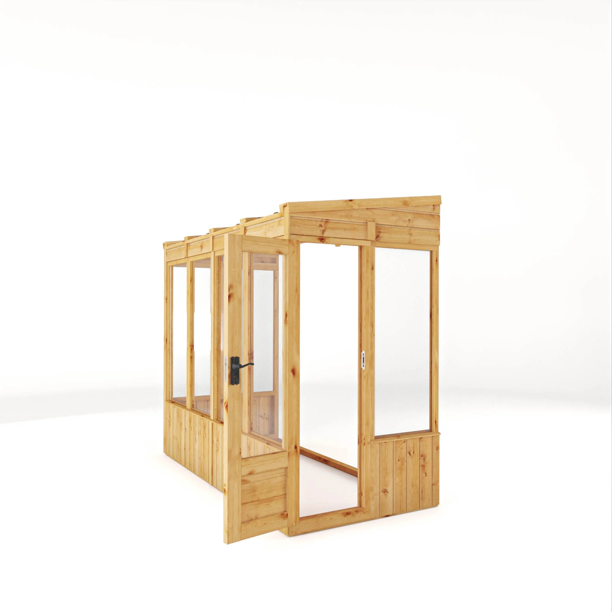 Mercia Woodsman 8' 2" x 3' 11" Pent Lean-to Greenhouse - Premium Dip Treated Shiplap- Glass Windows - Image 7