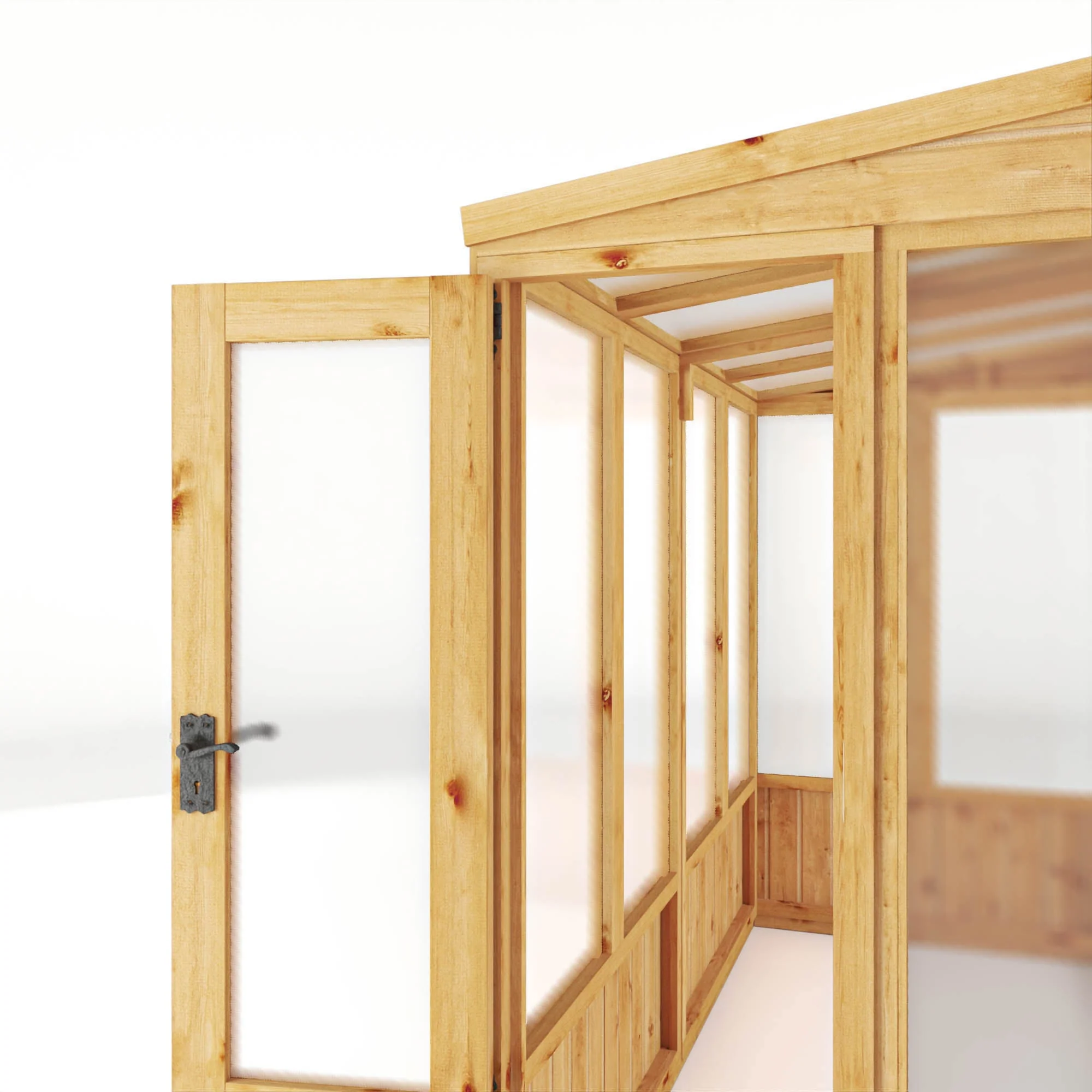 Mercia Woodsman 8' 2" x 3' 11" Pent Lean-to Greenhouse - Premium Dip Treated Shiplap- Polycarbonate Windows - Image 4