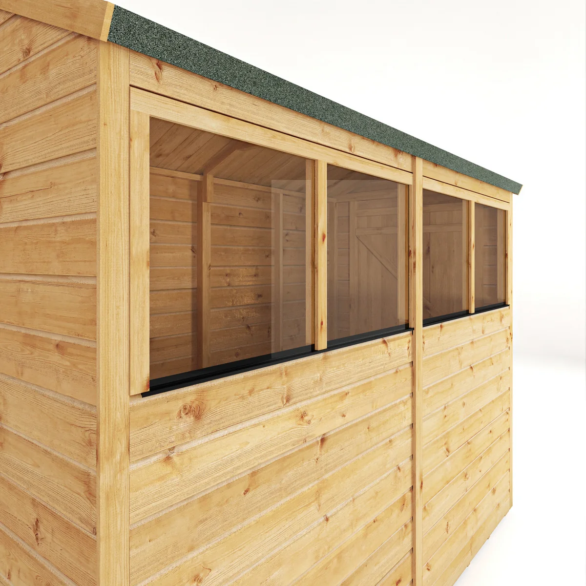 Mercia Woodsman 8' 2" x 4' 3" Apex Shed - Premium Dip Treated Shiplap - Glass Windows - Image 3