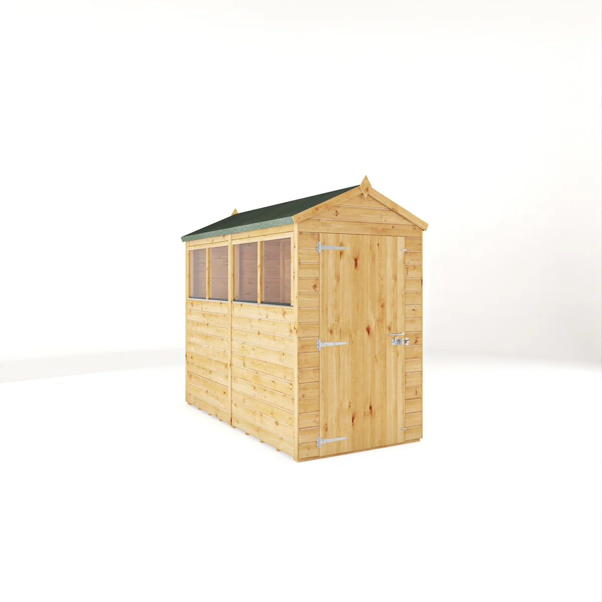 Mercia Woodsman 8' 2" x 4' 3" Apex Shed - Premium Dip Treated Shiplap - Glass Windows - Image 8