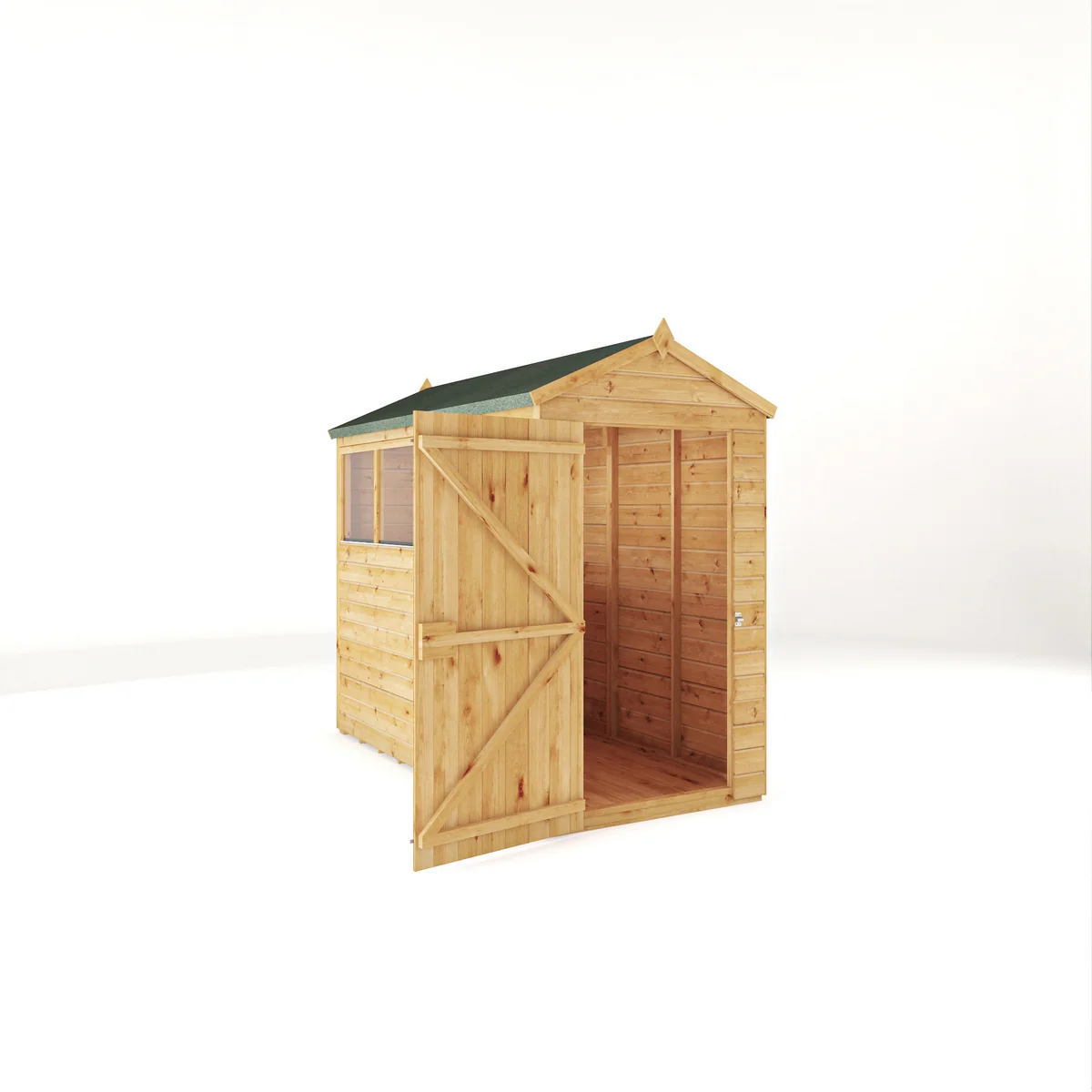 Mercia Woodsman 8' 2" x 4' 3" Apex Shed - Premium Dip Treated Shiplap - Glass Windows - Image 9