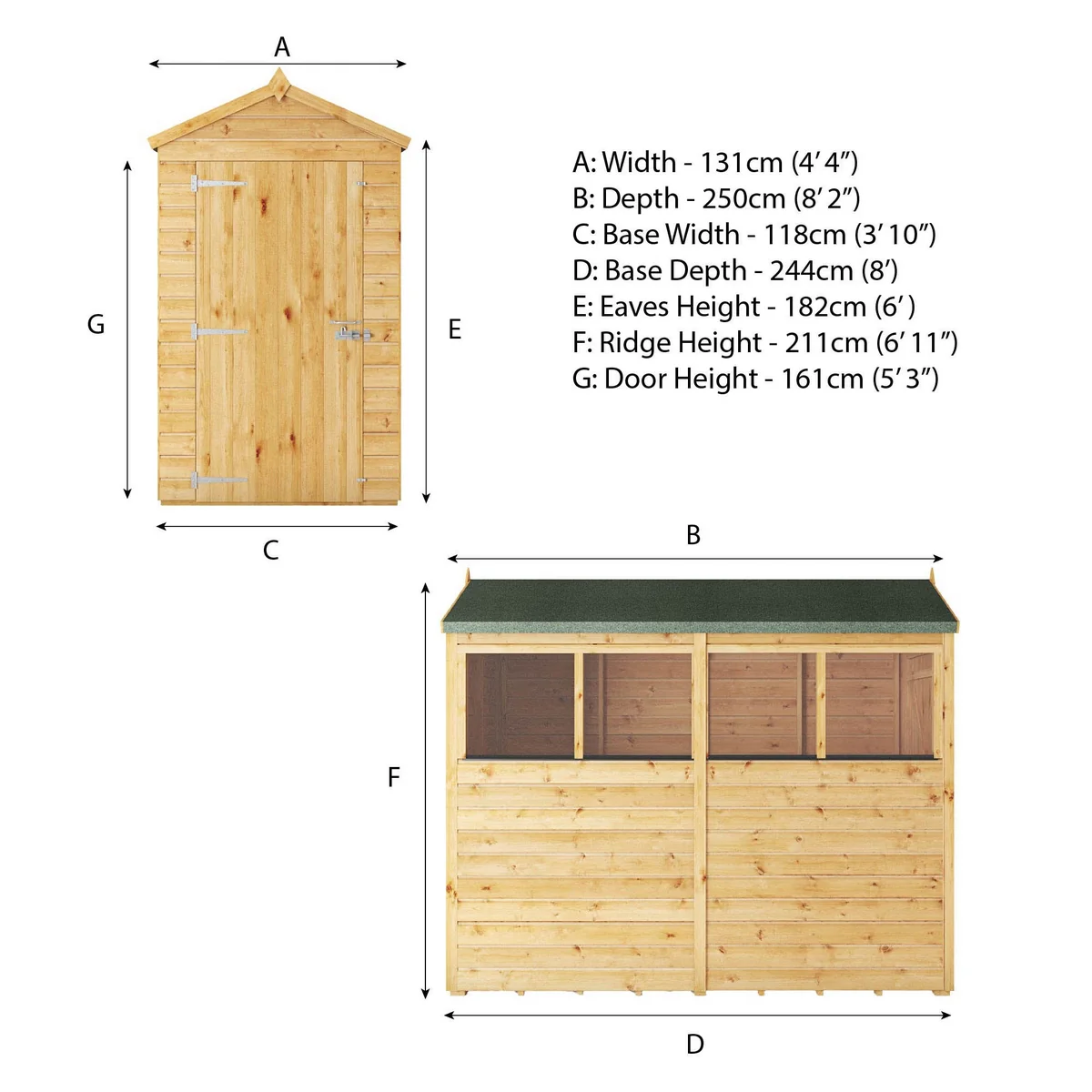 Mercia Woodsman 8' 2" x 4' 3" Apex Shed - Premium Dip Treated Shiplap - Styrene Windows - Image 11