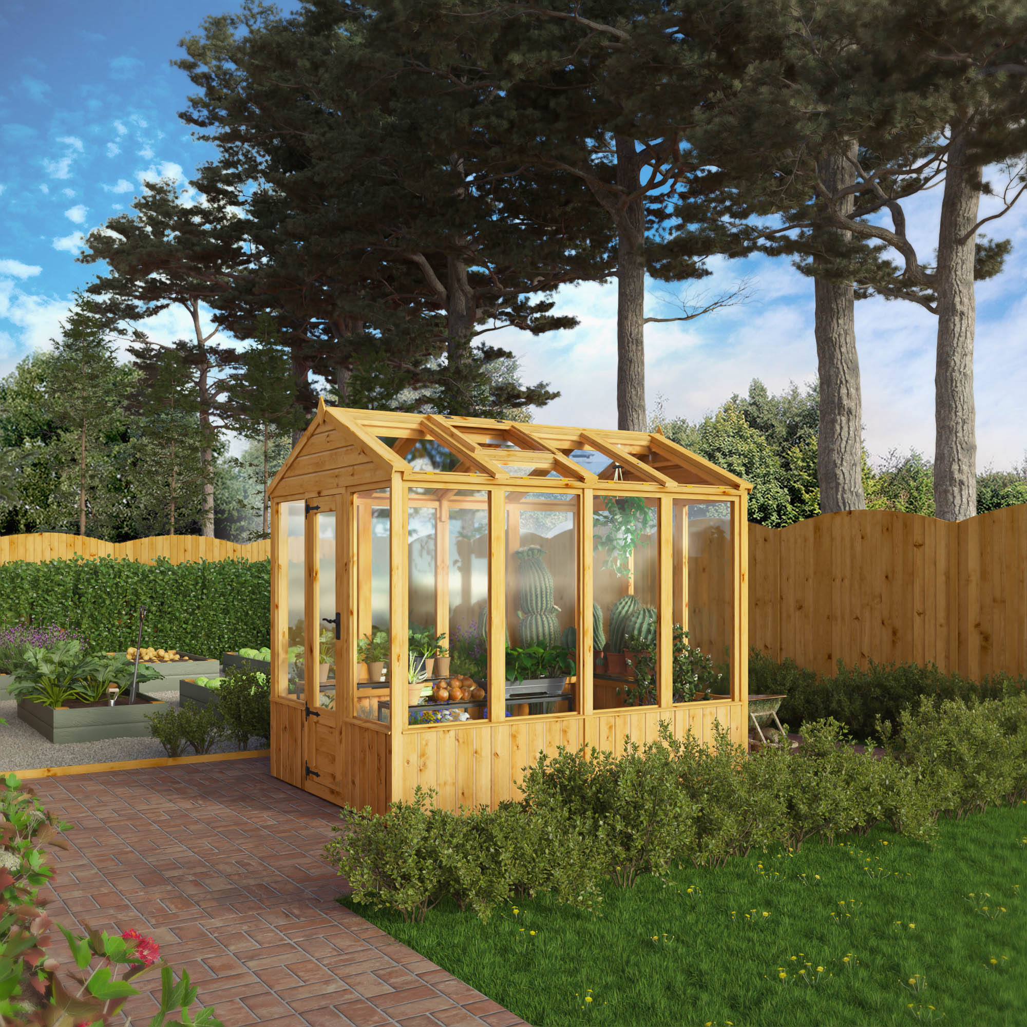 Mercia Woodsman 8' 2" x 6' 1" Apex Greenhouse - Premium Dip Treated Shiplap- Glass Windows - Image 2