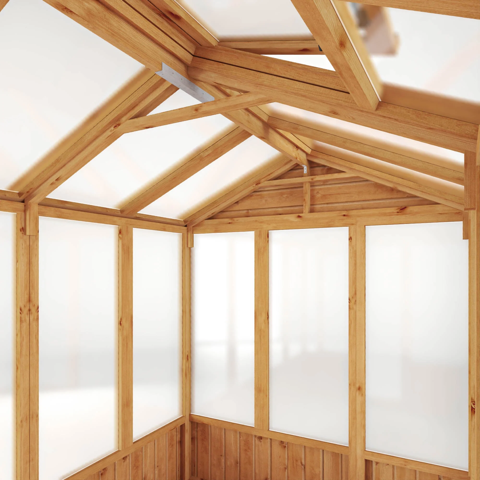 Mercia Woodsman 8' 2" x 6' 1" Apex Greenhouse - Premium Dip Treated Shiplap- Polycarbonate Windows - Image 4