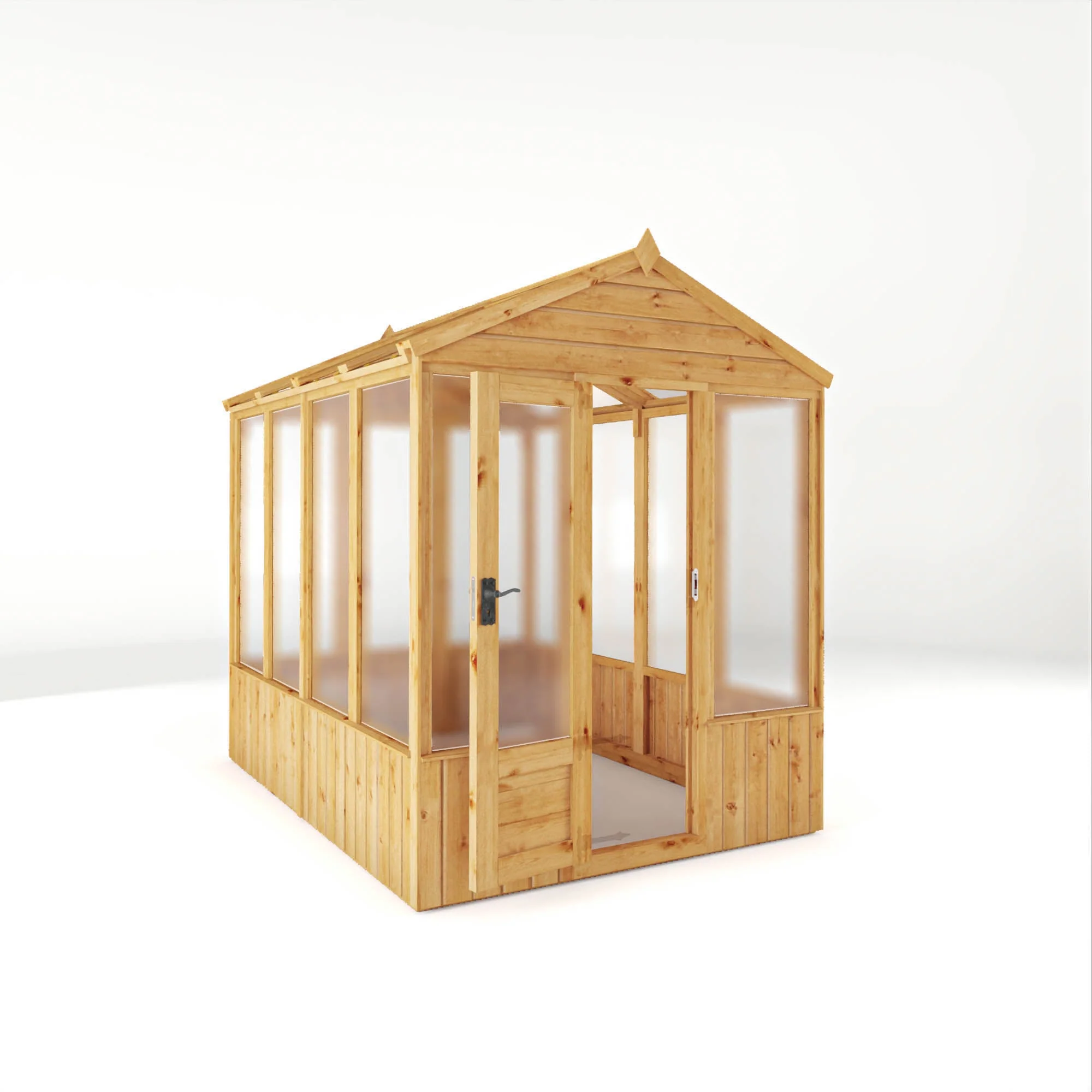 Mercia Woodsman 8' 2" x 6' 1" Apex Greenhouse - Premium Dip Treated Shiplap- Polycarbonate Windows - Image 5