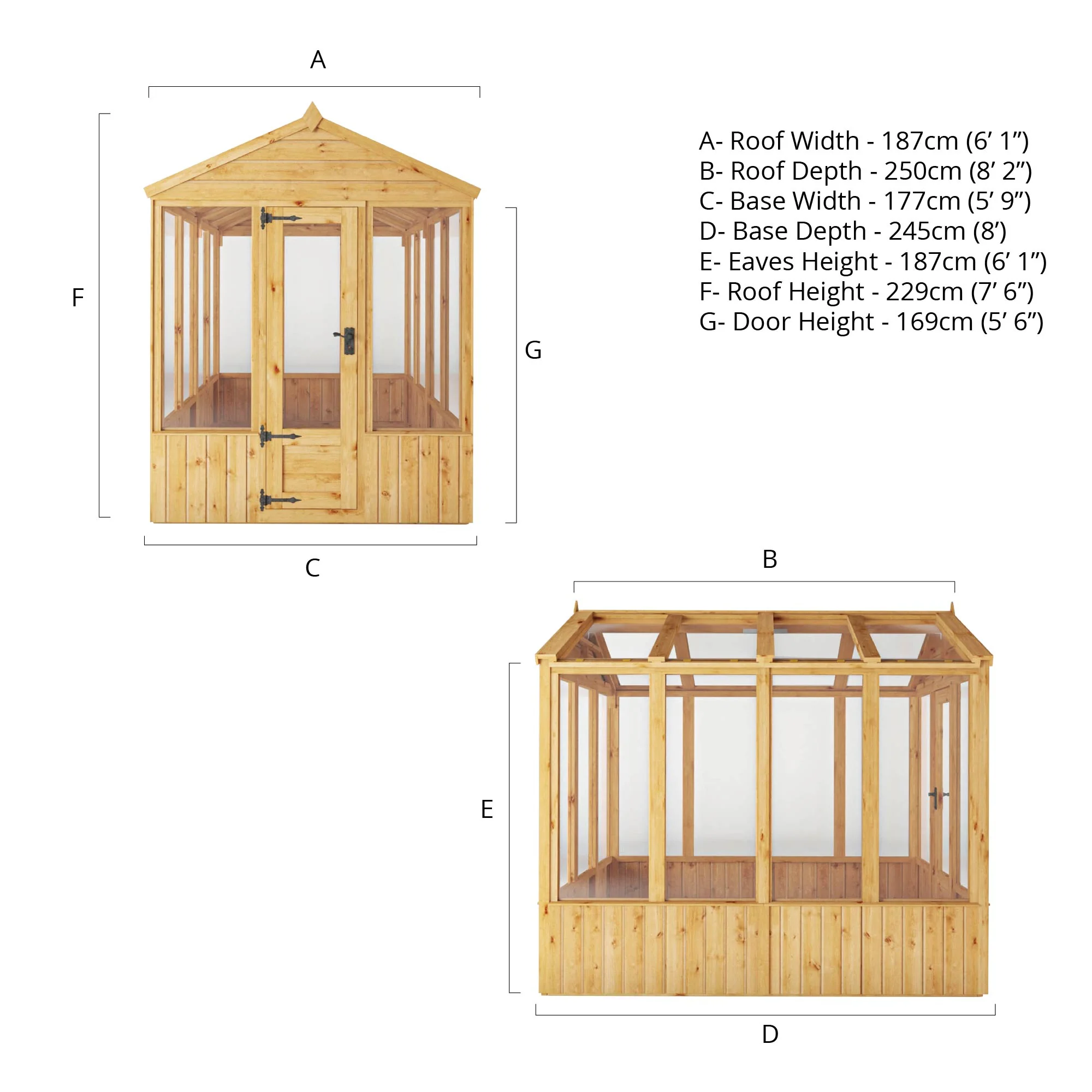 Mercia Woodsman 8' 2" x 6' 1" Apex Greenhouse - Premium Dip Treated Shiplap- Styrene Windows - Image 11