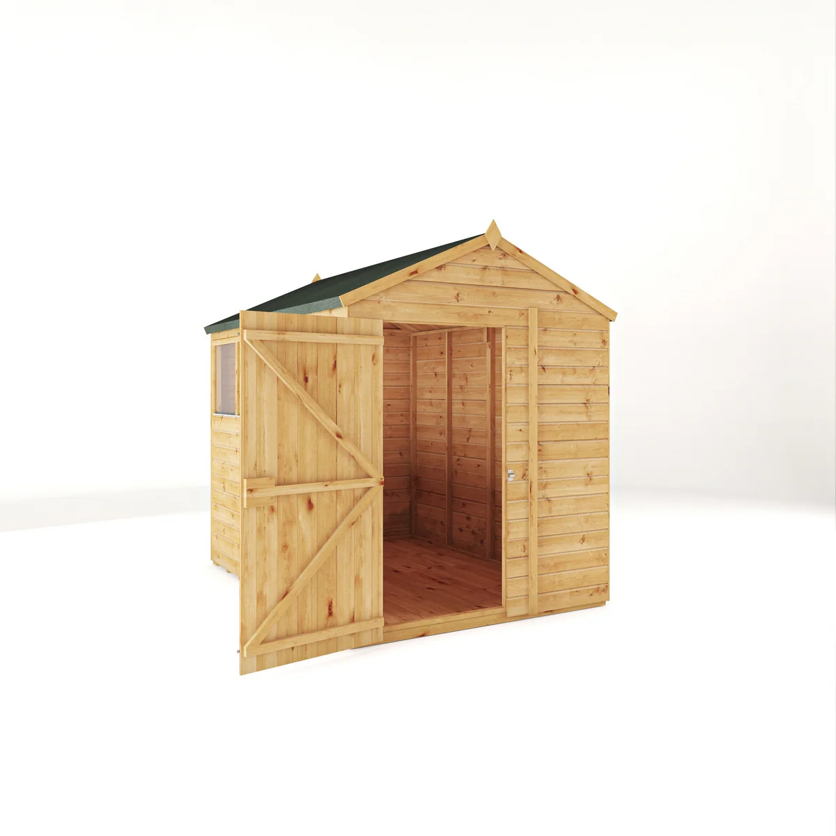 Mercia Woodsman 8' 2" x 6' 2" Apex Shed - Premium Dip Treated Shiplap - Glass Windows - Image 10