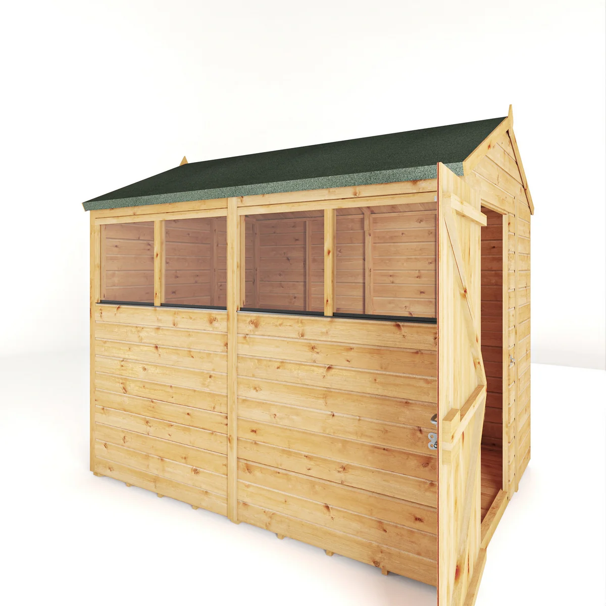Mercia Woodsman 8' 2" x 6' 2" Apex Shed - Premium Dip Treated Shiplap - Glass Windows - Image 6
