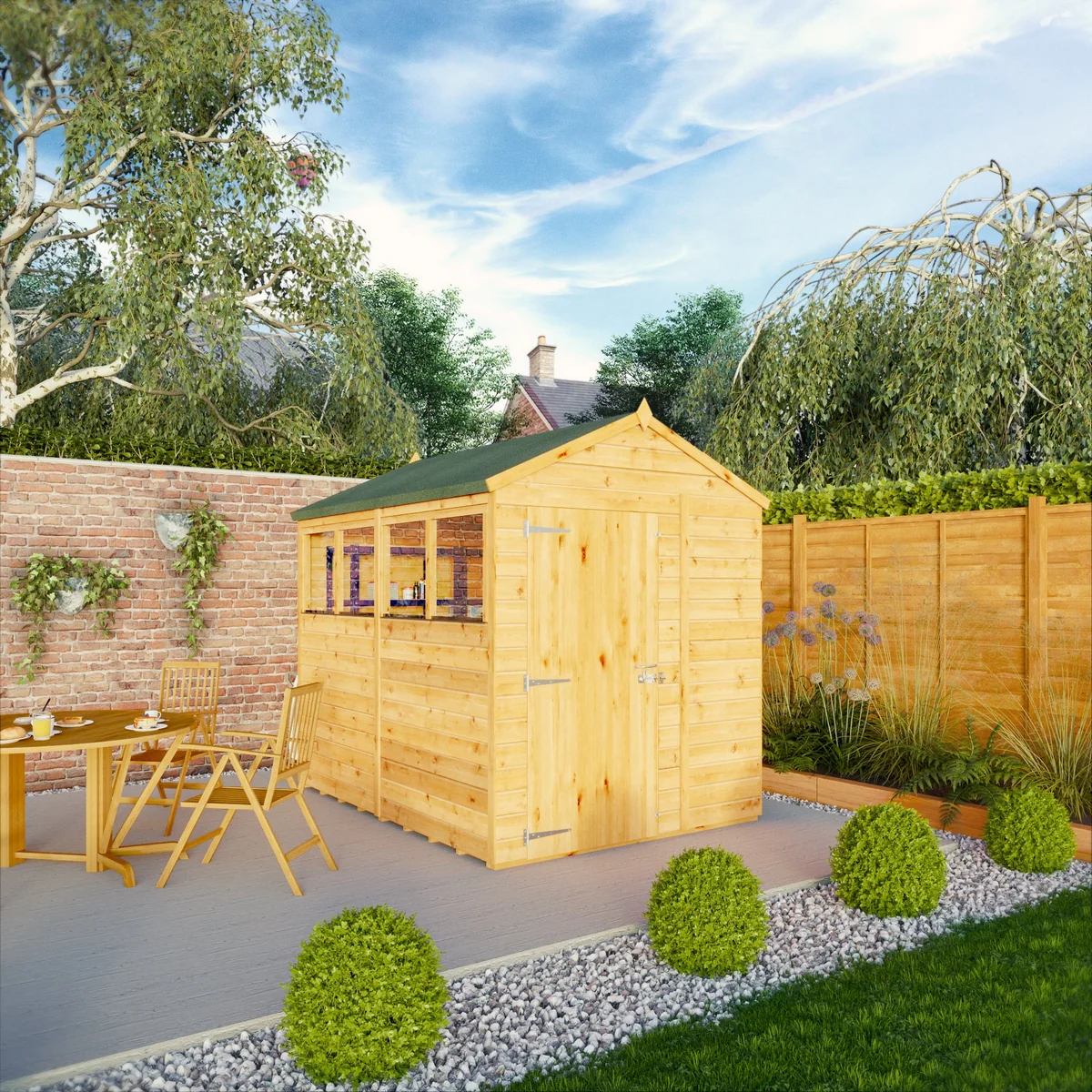 Mercia Woodsman 8' 2" x 6' 2" Apex Shed - Premium Dip Treated Shiplap - Styrene Windows - Image 2