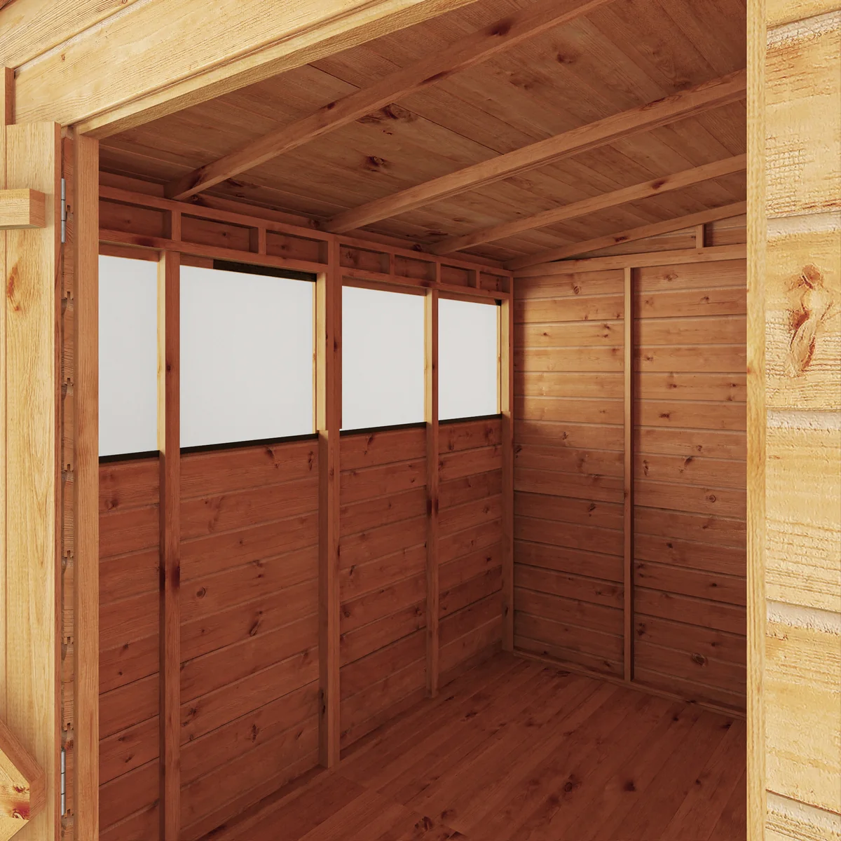 Mercia Woodsman 8' 4" x 6' 2" Pent Shed - Premium Dip Treated Shiplap - Glass Windows - Image 5