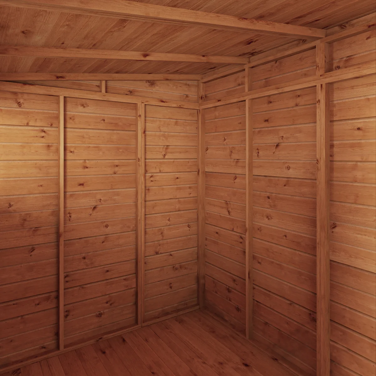 Mercia Woodsman 8' 4" x 6' 2" Pent Shed - Premium Dip Treated Shiplap - Glass Windows - Image 6
