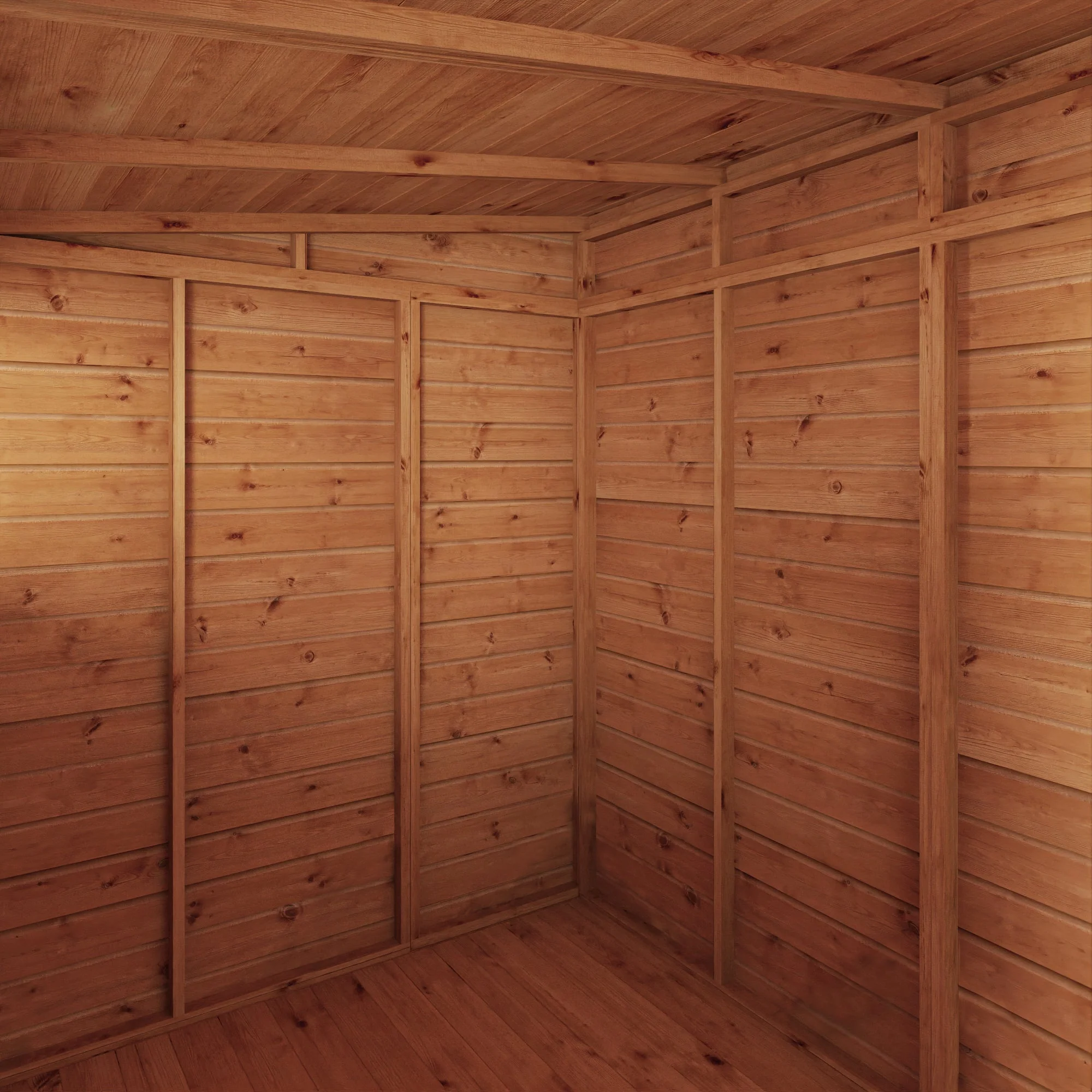 Mercia Woodsman 8' 4" x 6' 2" Pent Shed - Premium Dip Treated Shiplap - Styrene Windows - Image 11