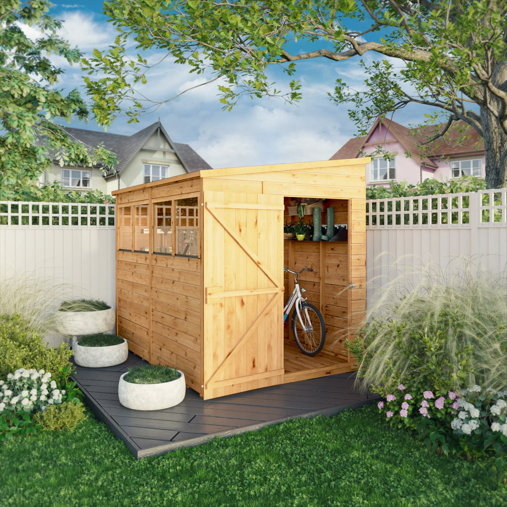 Mercia Woodsman 8' 4" x 6' 2" Pent Shed - Premium Dip Treated Shiplap - Styrene Windows - Image 2