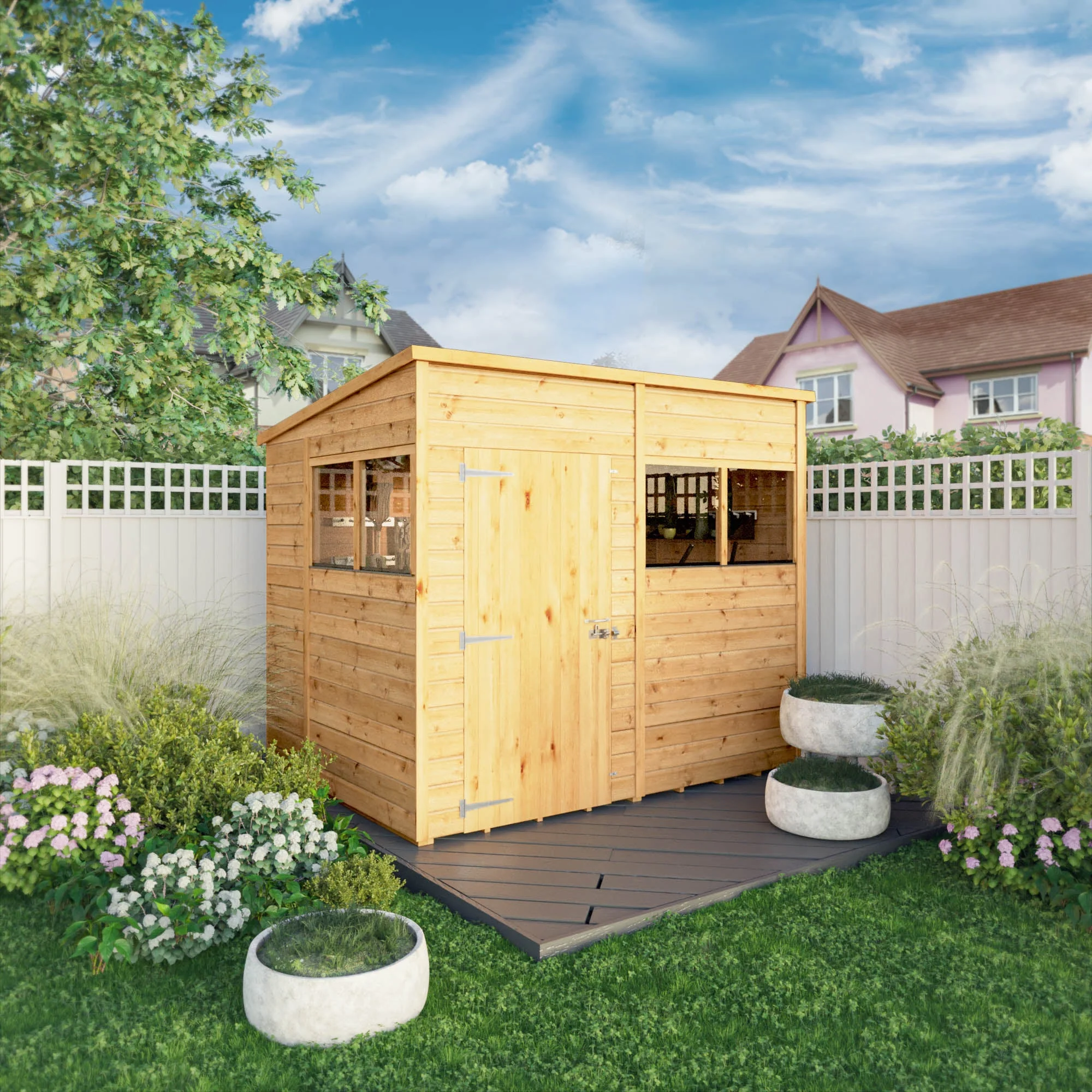 Mercia Woodsman 8' 4" x 6' 2" Pent Shed - Premium Dip Treated Shiplap - Styrene Windows - Image 3