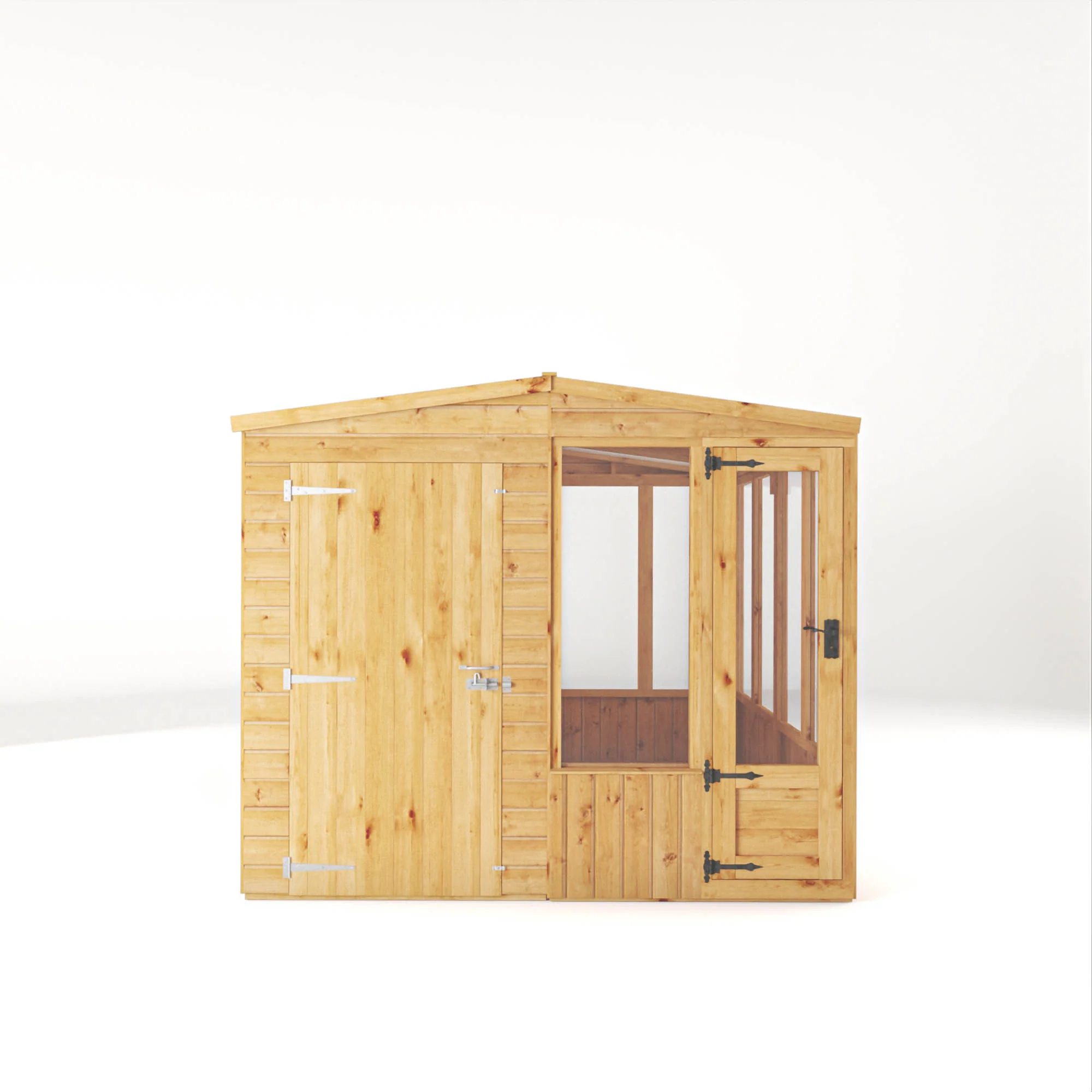 Mercia Woodsman 8' 4" x 8' Apex Combi Greenhouse Shed - Premium Dip Treated Shiplap- Glass Windows - Image 5