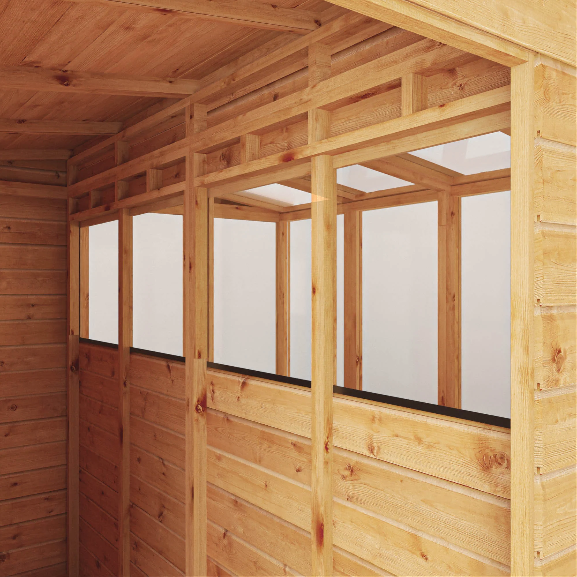 Mercia Woodsman 8' 4" x 8' Apex Combi Greenhouse Shed - Premium Dip Treated Shiplap- Styrene Windows - Image 5