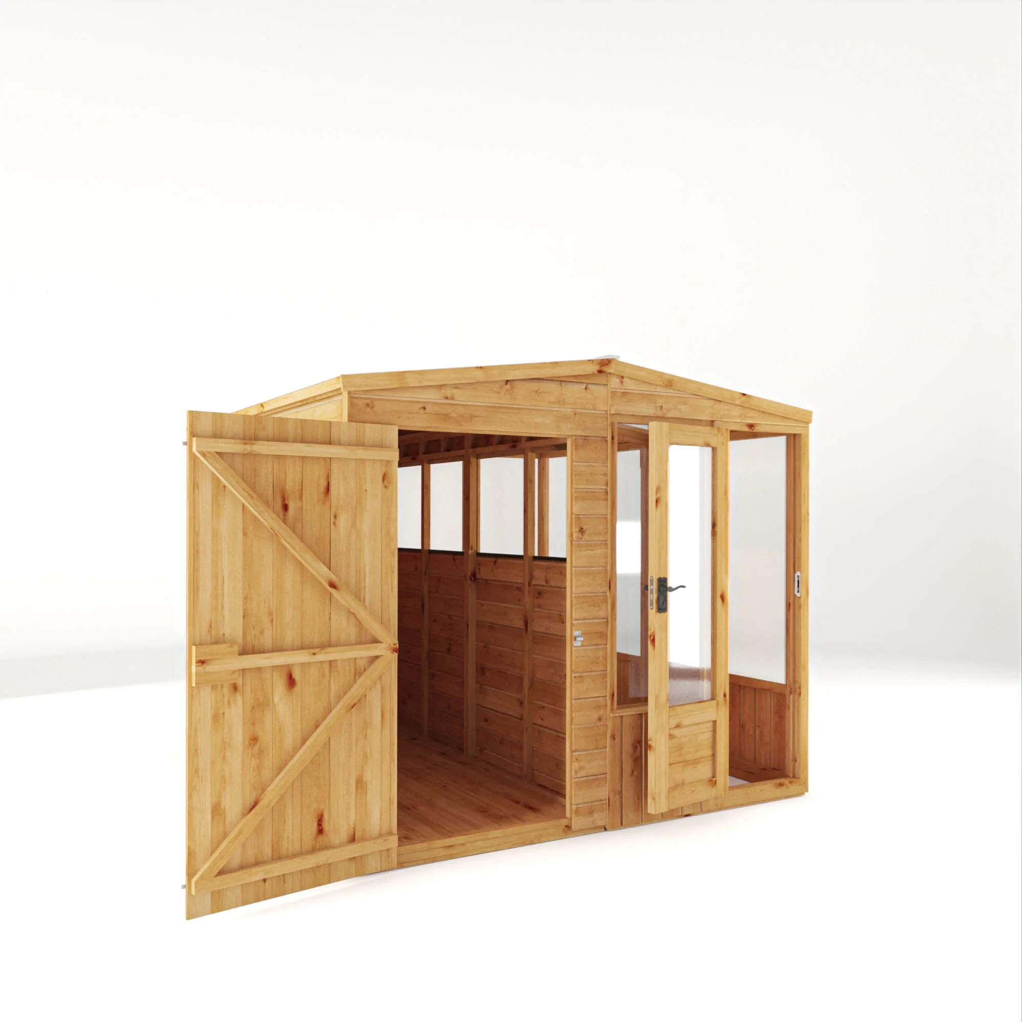 Mercia Woodsman 8' 4" x 8' Apex Combi Greenhouse Shed - Premium Dip Treated Shiplap- Styrene Windows - Image 7