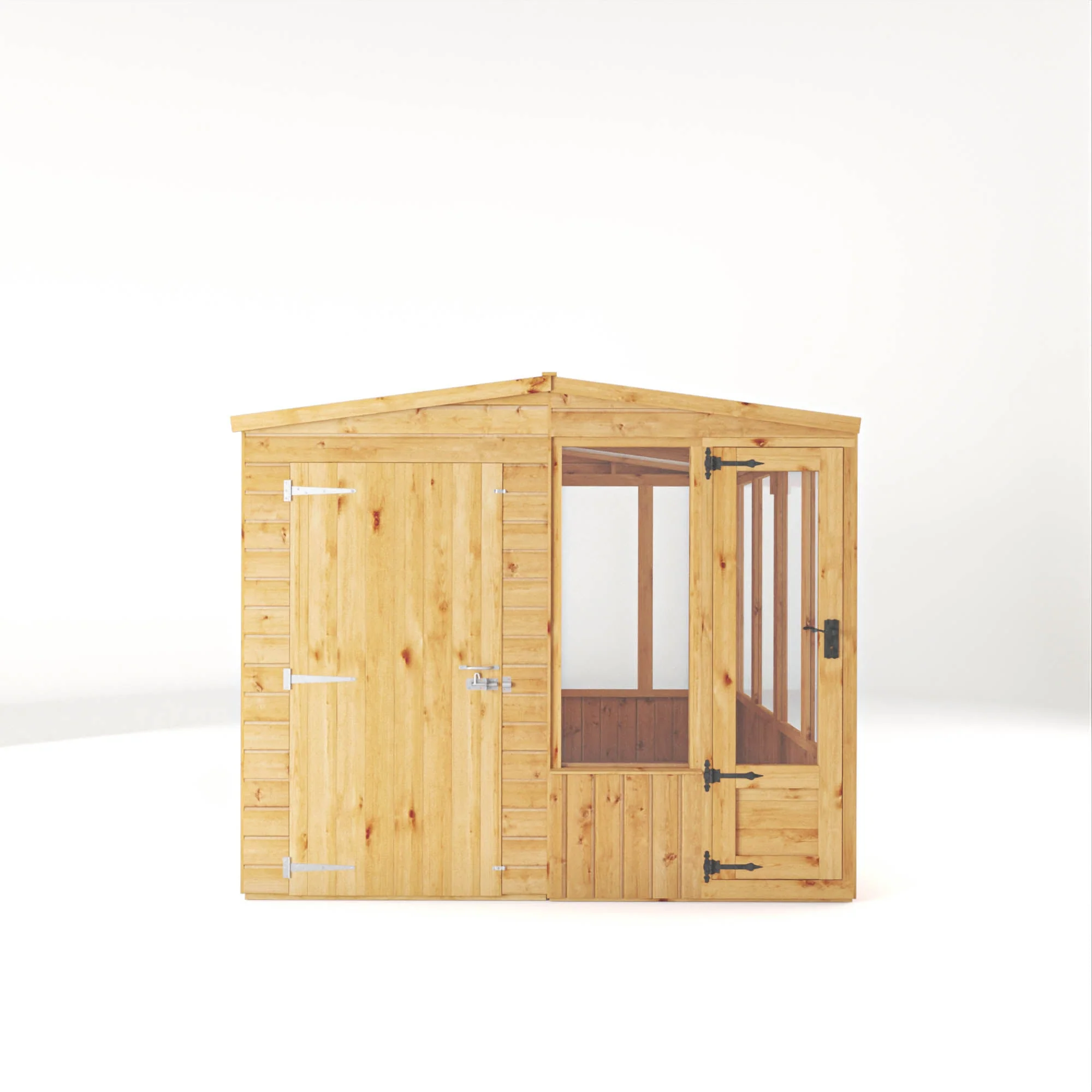 Mercia Woodsman 8' 4" x 8' Apex Combi Greenhouse Shed - Premium Dip Treated Shiplap- Styrene Windows - Image 8