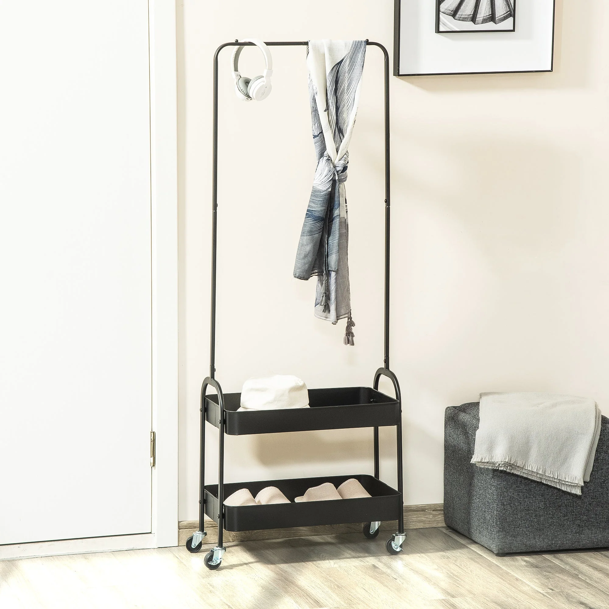 Metal Clothes Rack with Shoe Storage - Image 2