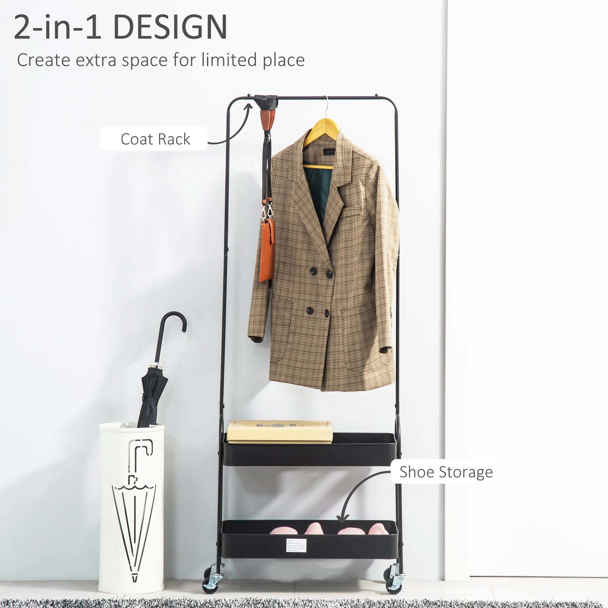 Metal Clothes Rack with Shoe Storage - Image 4