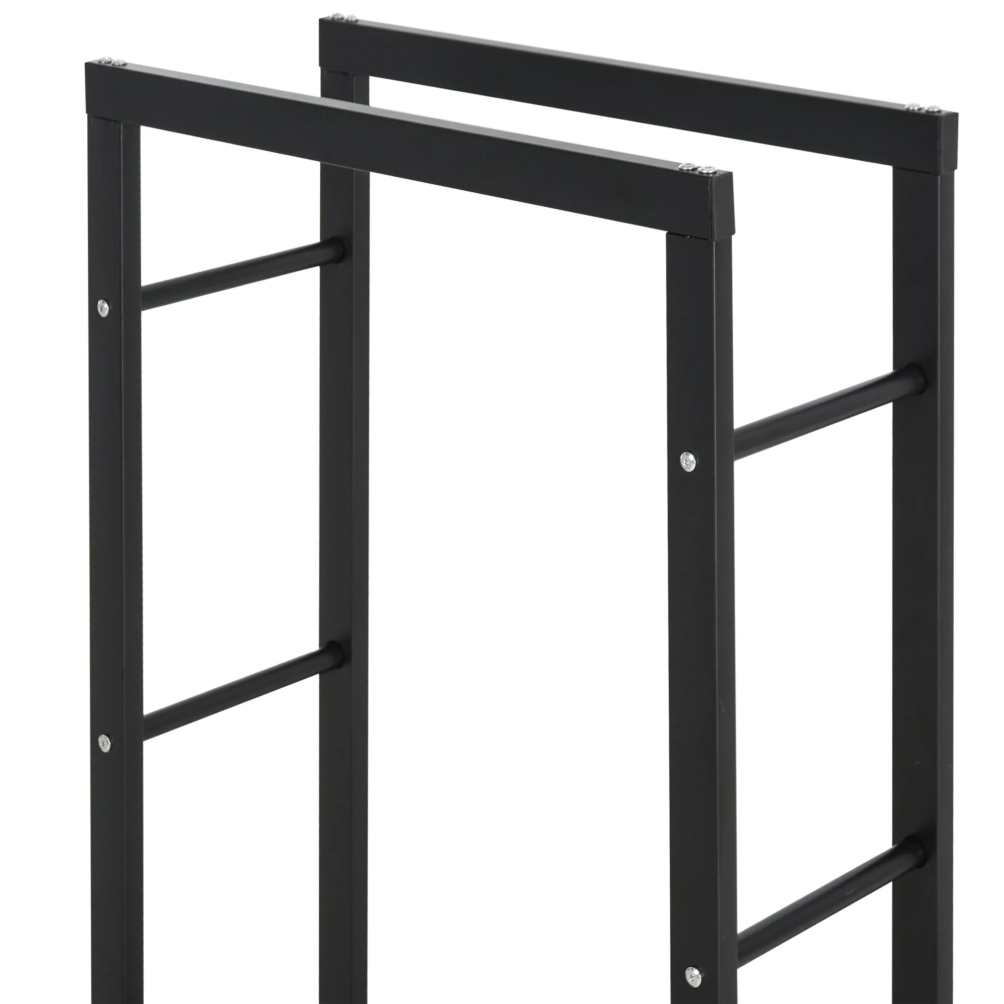 Metal Firewood Log Holder Tall Firewood Rack Indoor Outdoor Fireplace Wood Storage Shelf with Side Rails - Image 7