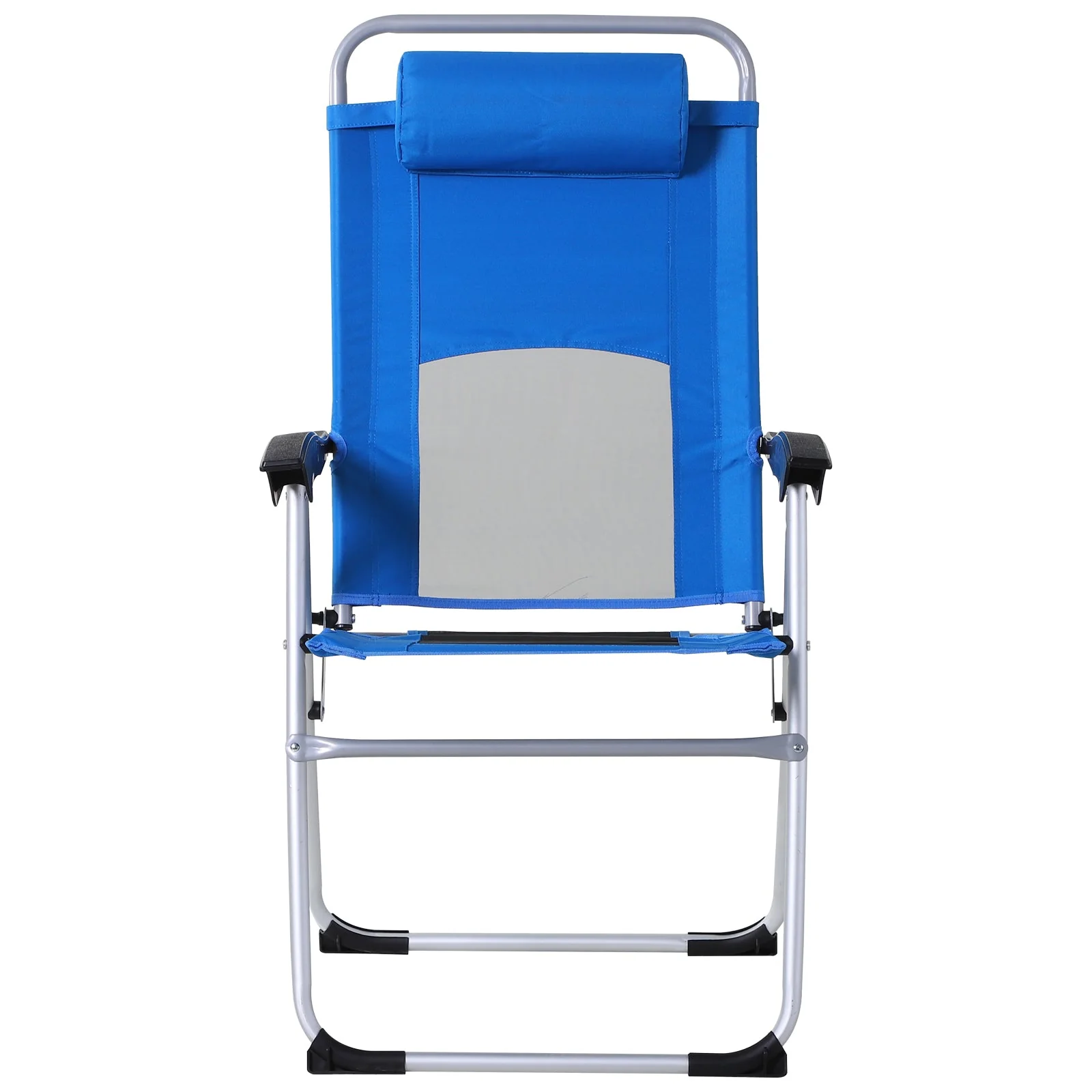 Metal Frame 3-Position Adjustable Outdoor Garden Chair w/ Headrest Blue - Image 8