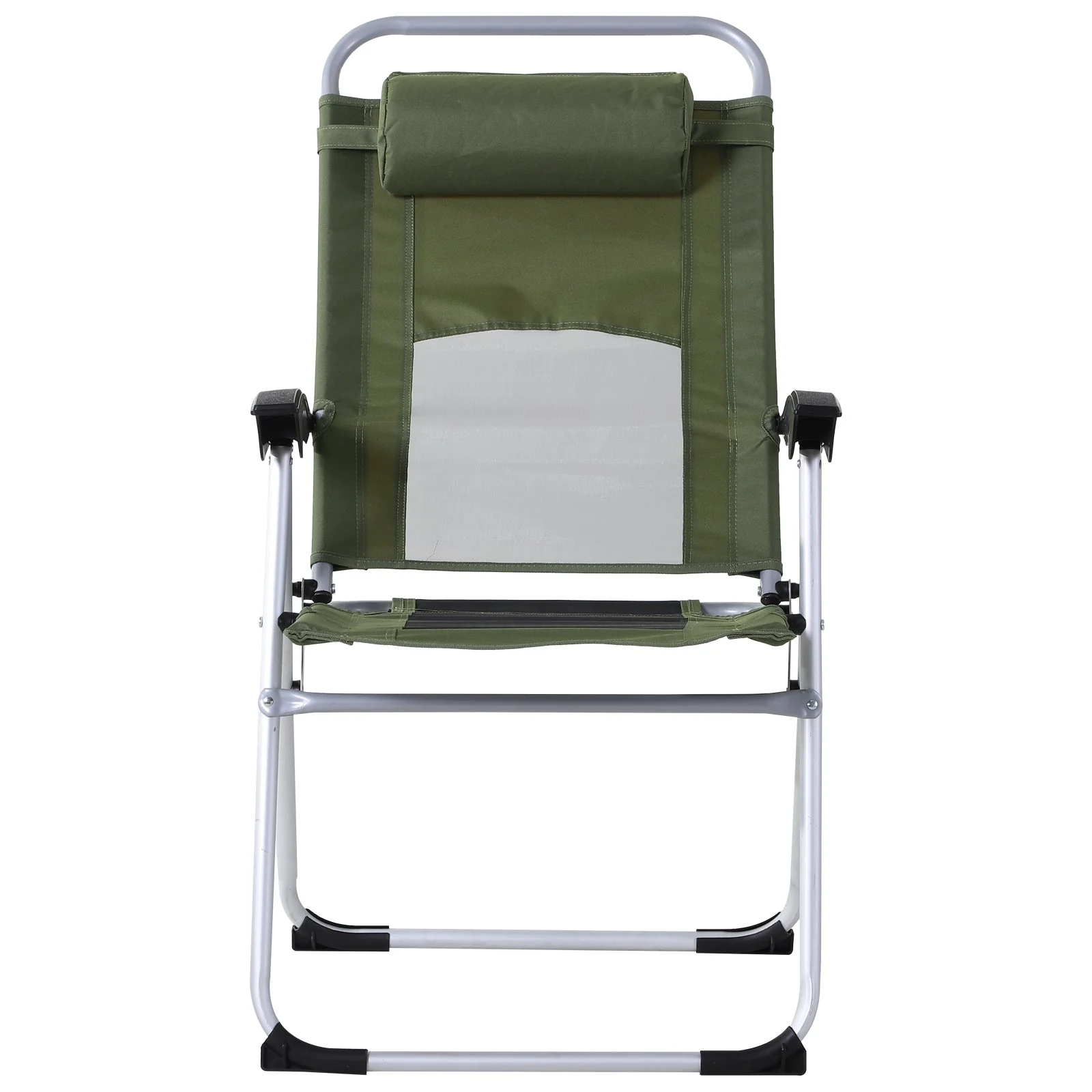 Metal Frame 3-Position Adjustable Outdoor Garden Chair w/ Headrest Green - Image 8