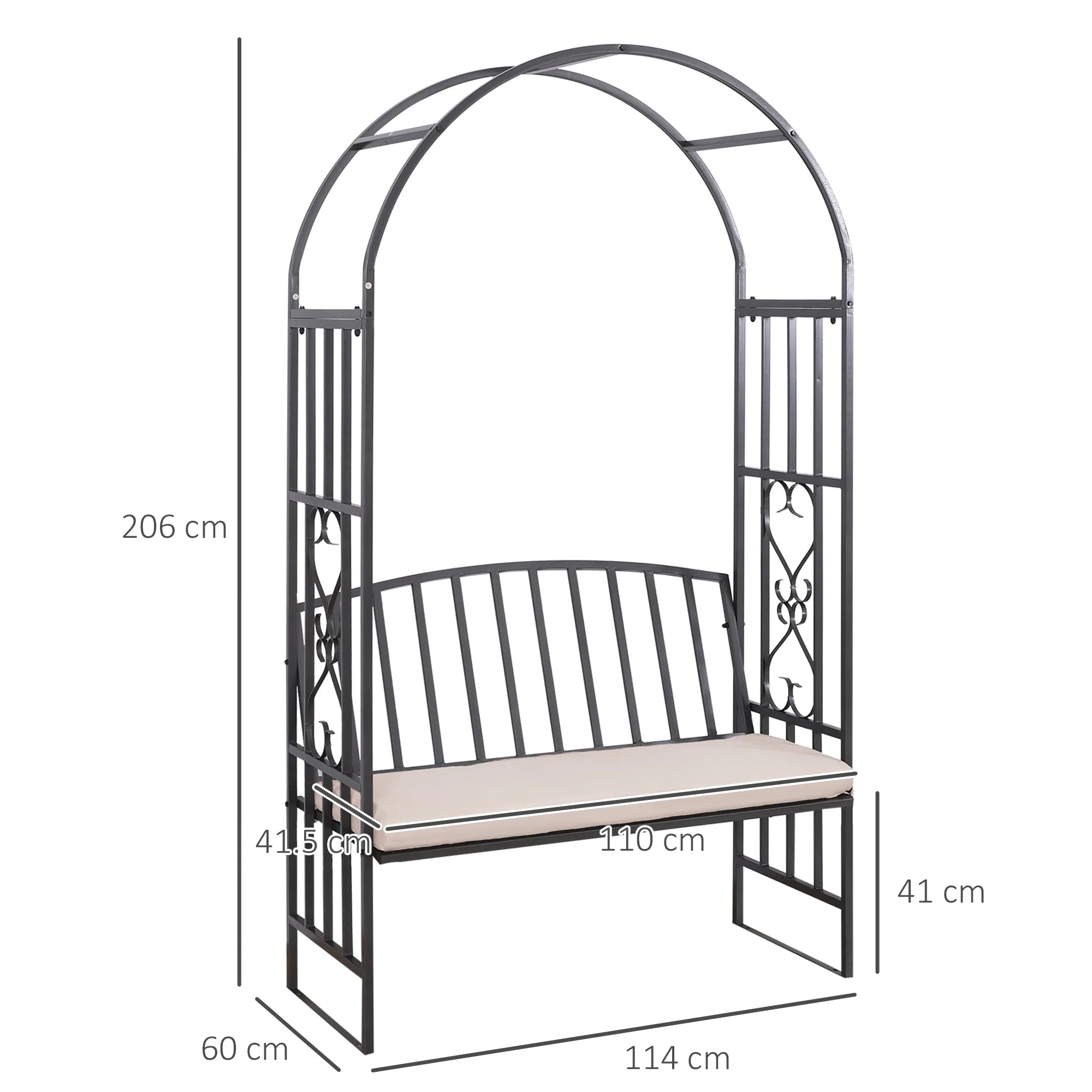 Metal Frame Bench W/Arch - Image 2