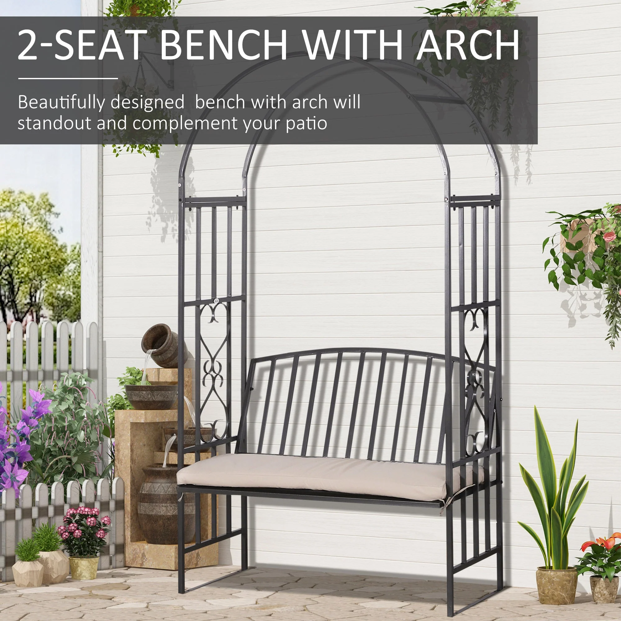 Metal Frame Bench W/Arch - Image 3