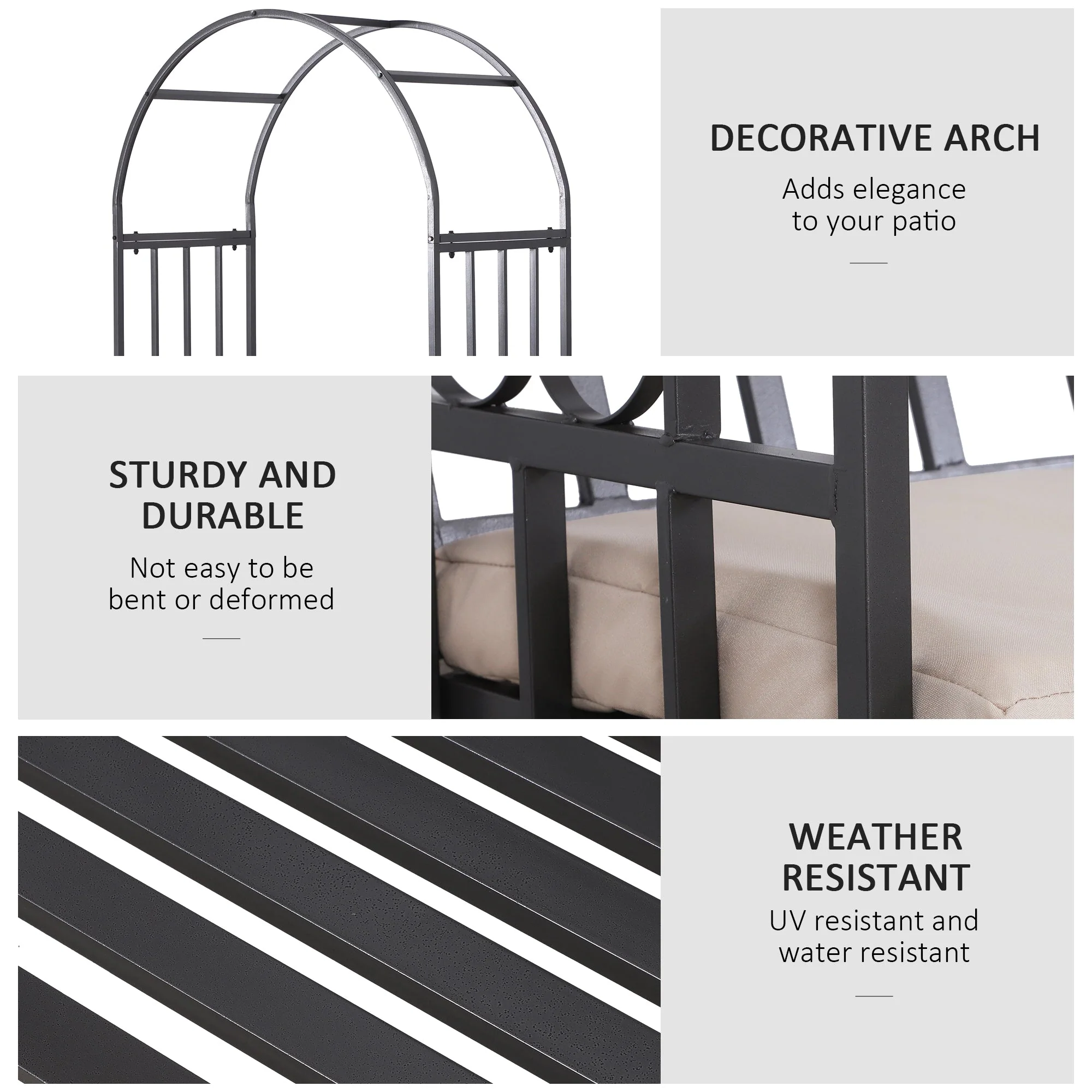 Metal Frame Bench W/Arch - Image 4