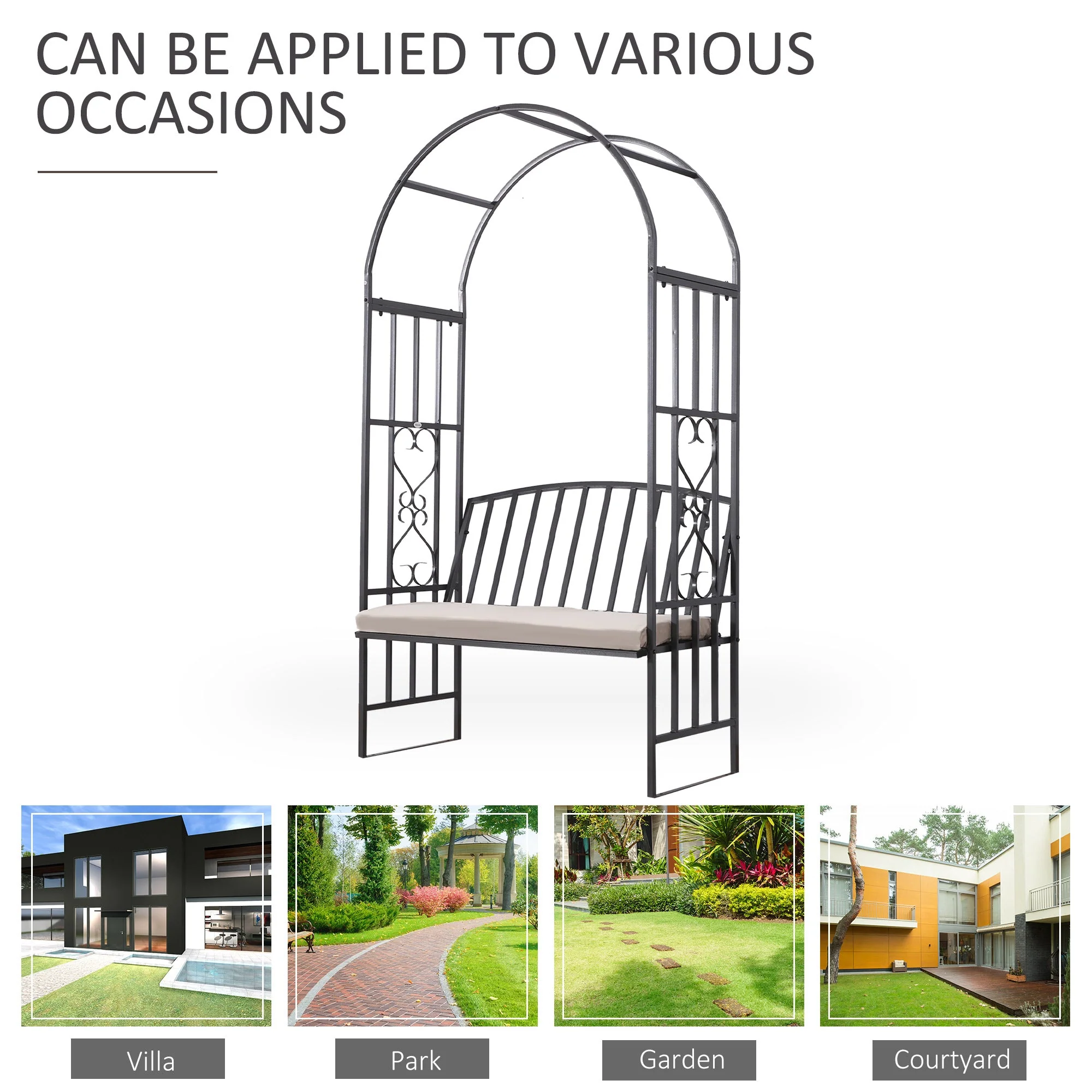 Metal Frame Bench W/Arch - Image 5