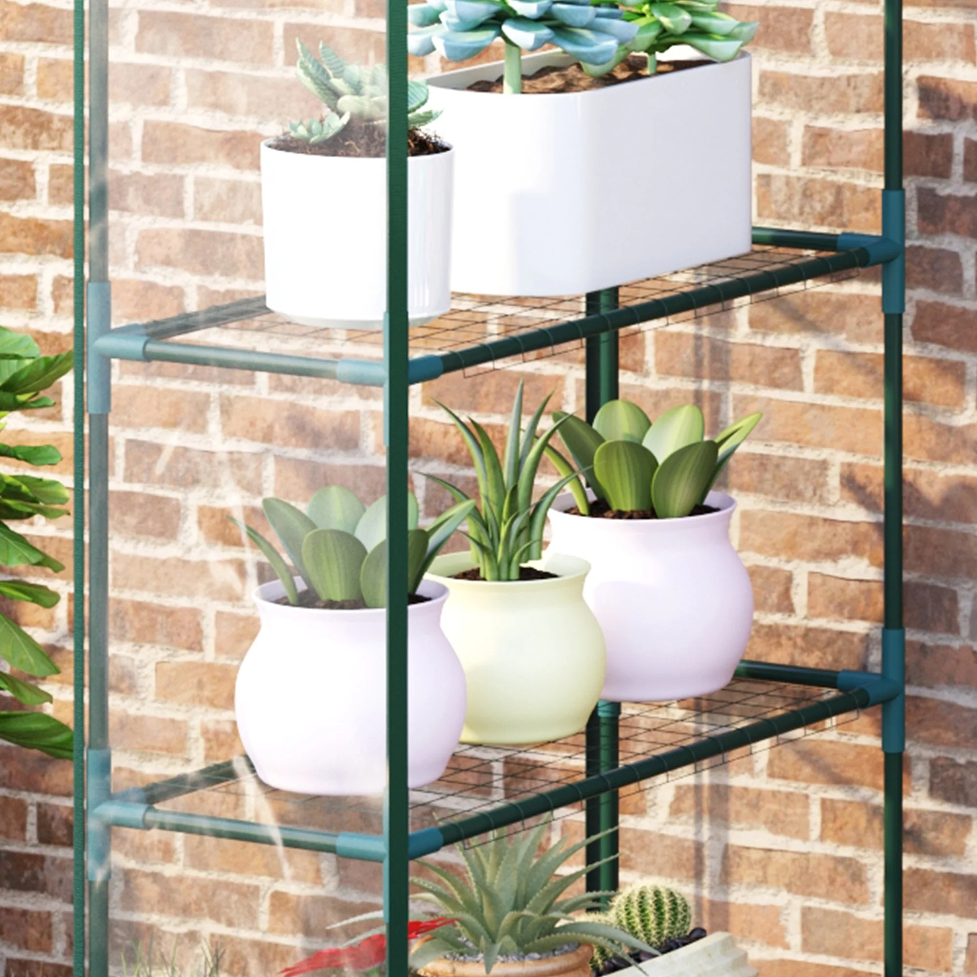 Metal Frame Walk in Grow Herb Plant Portable Greenhouse Transparent 143 L x 73W x 195H cm - Image 9