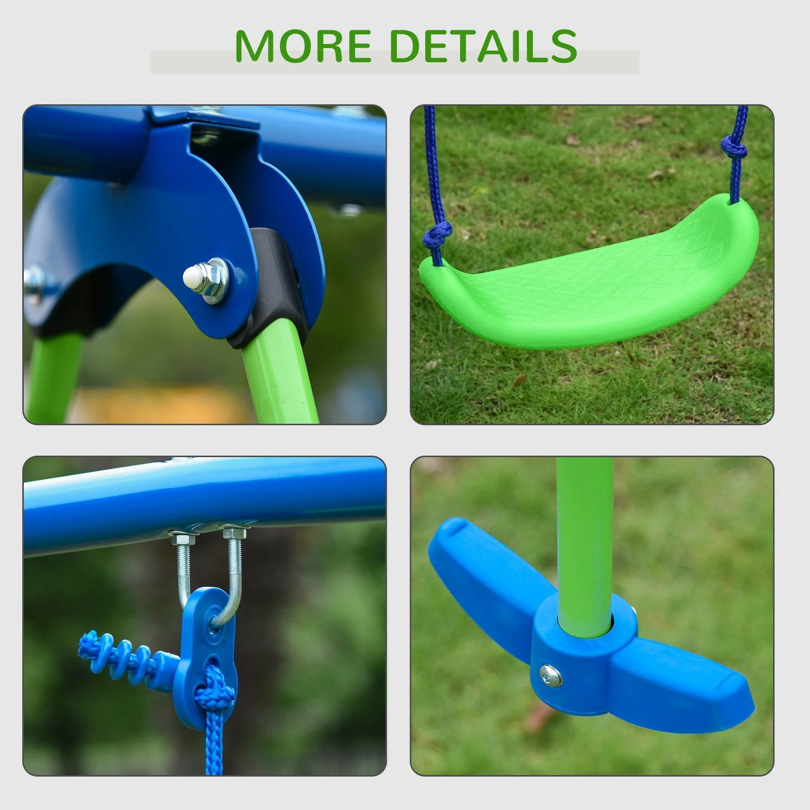 Metal Garden Swing Set Height Adjustable Children Outdoor Backyard Play Set for Toddlers Over 3 Years Old - Image 7