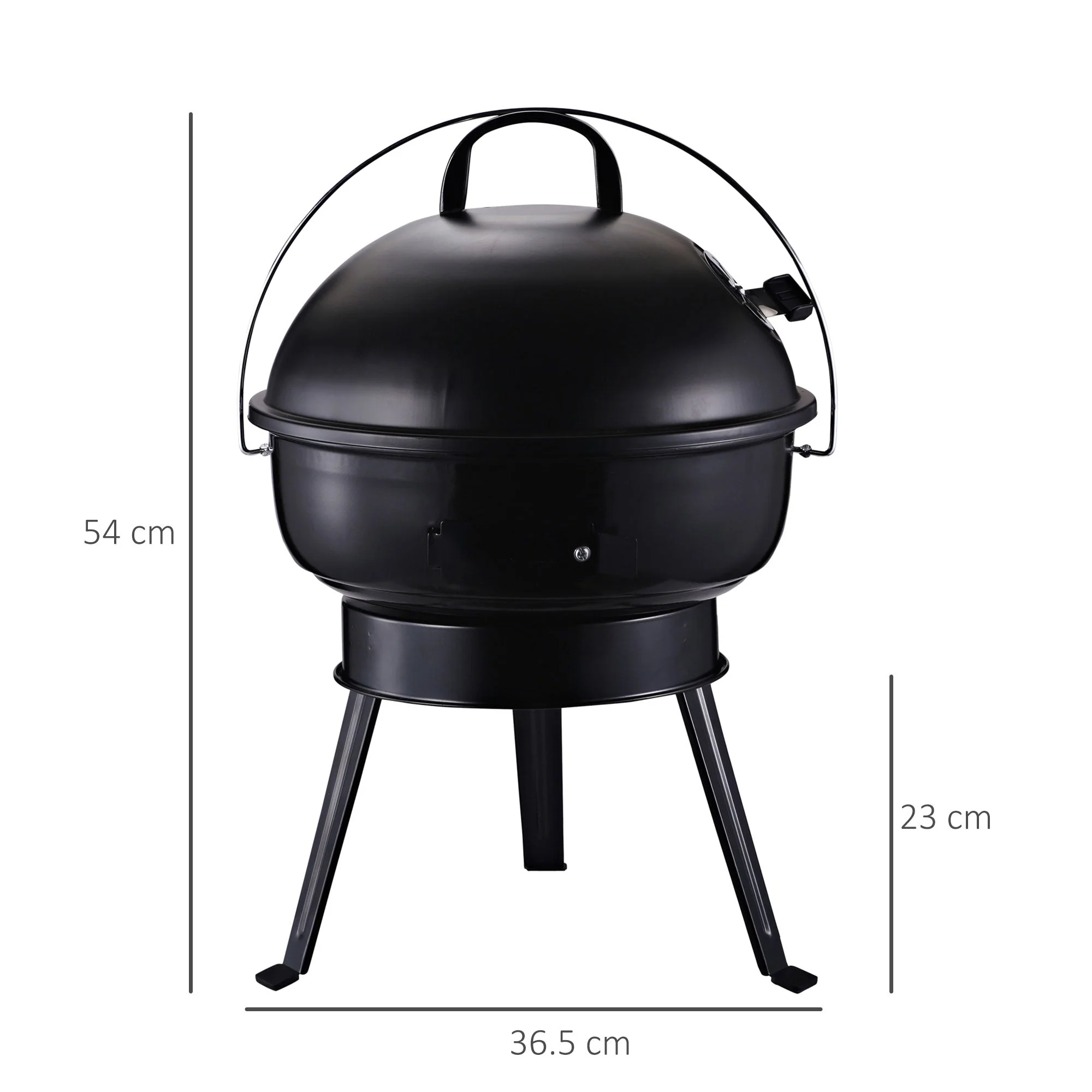 Metal Portable Tripod Charcoal BBQ Grill Black - Image 3