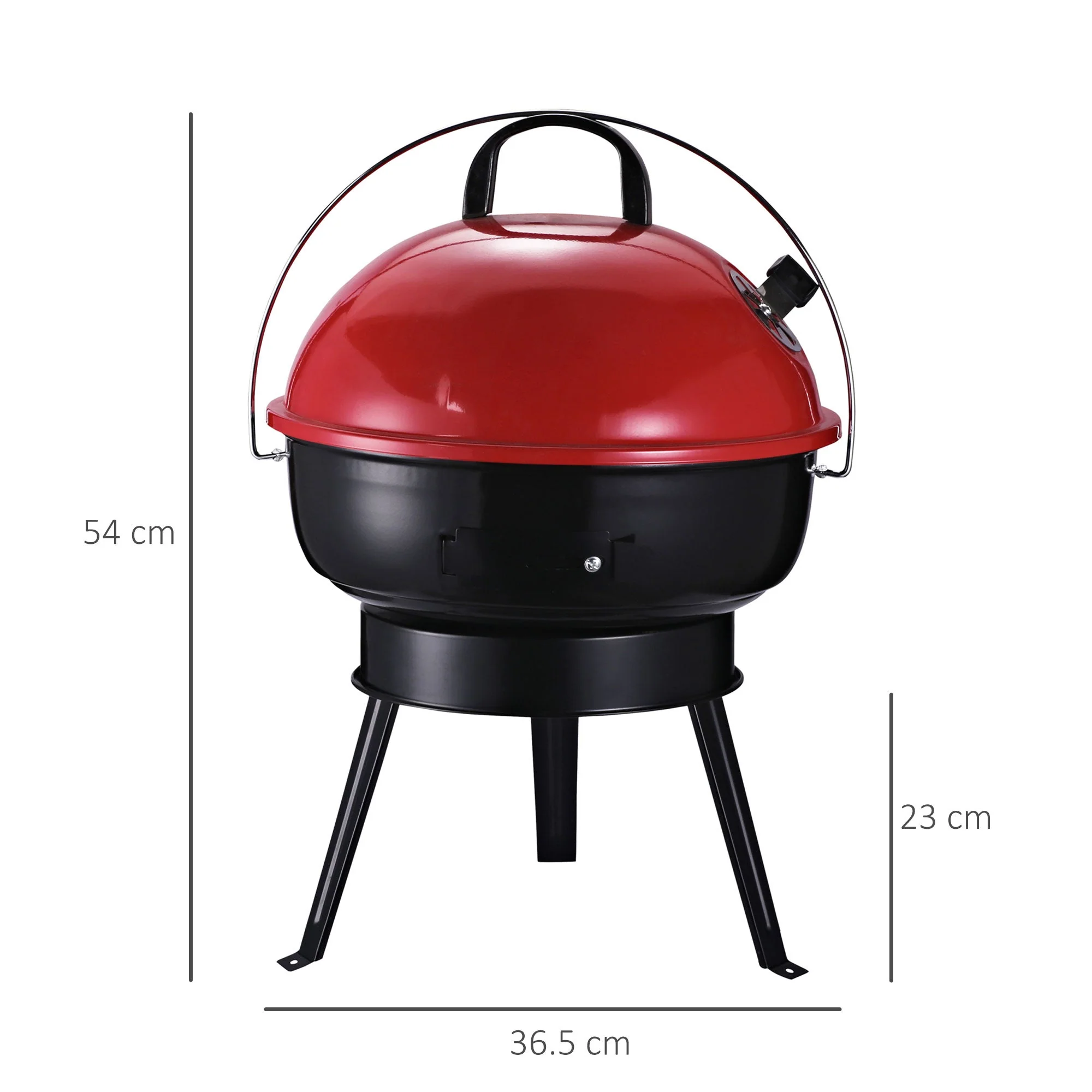 Metal Portable Tripod Charcoal Bbq Grill Black Red - Image 3