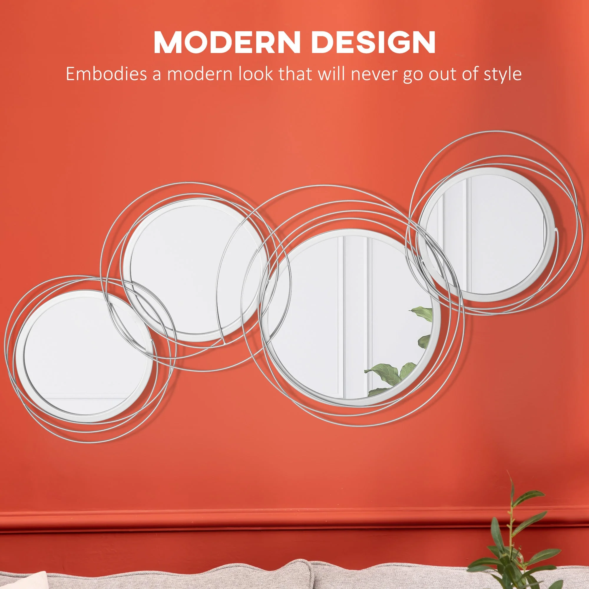Metal Wall Art Modern Decorative Mirror Decor Hanging Home Wall Sculptures for Living Room Bedroom Dining Room - Image 4