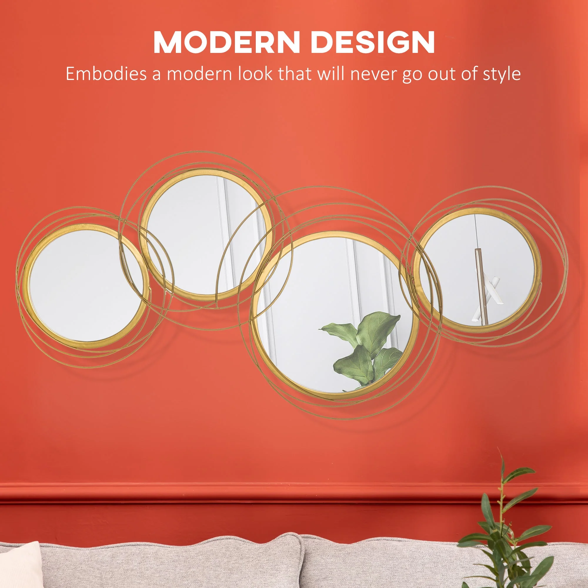 Metal Wall Art Modern Decorative Mirror Decor Hanging Home Wall Sculptures for Living Room Bedroom Dining Room - Image 4