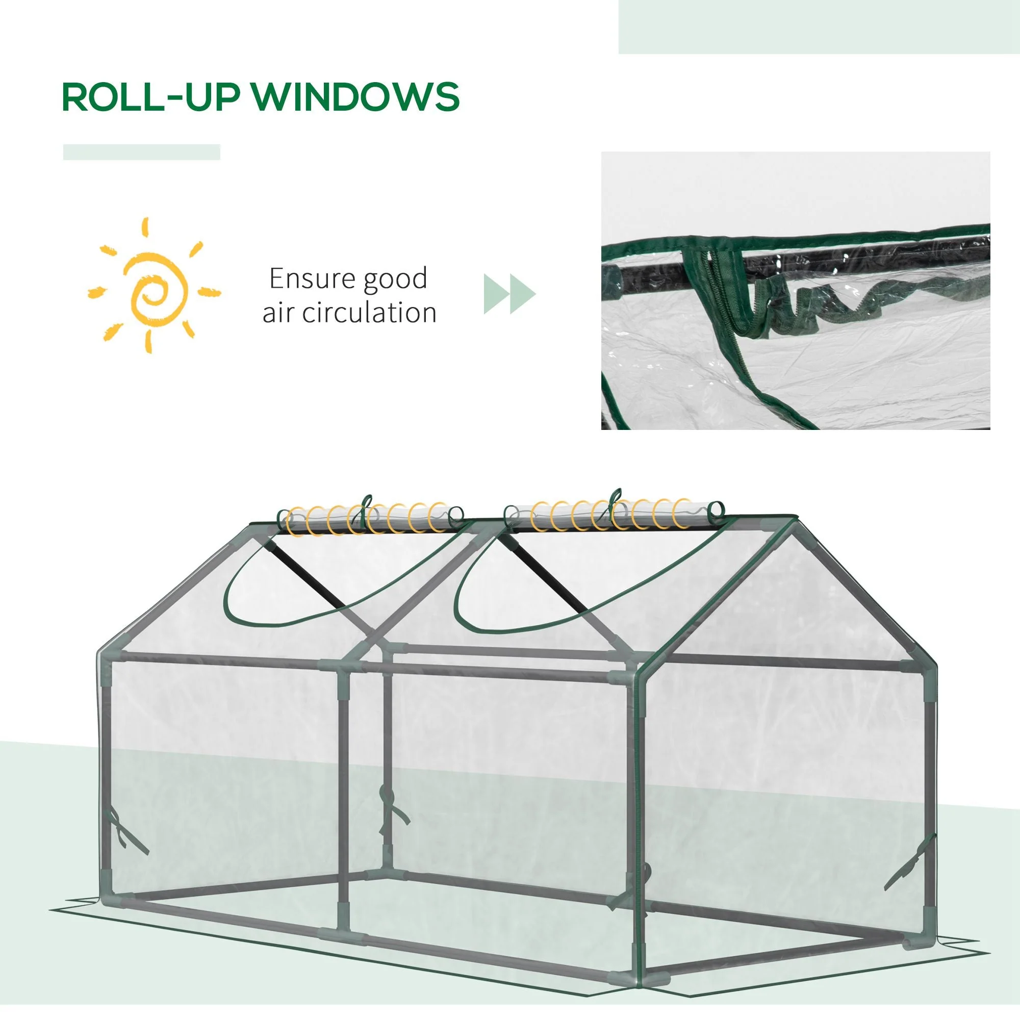 Mini Greenhouse Portable Flower Planter Tomato Vegetable House for Garden Backyard with Zipper 120 x 60 x 60 cm - Image 6